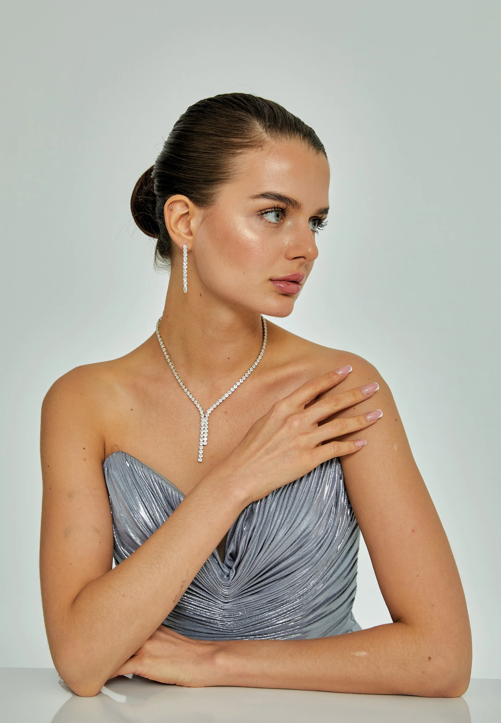 Square Rhinestone Jewelry Set abbk016 - Image 2