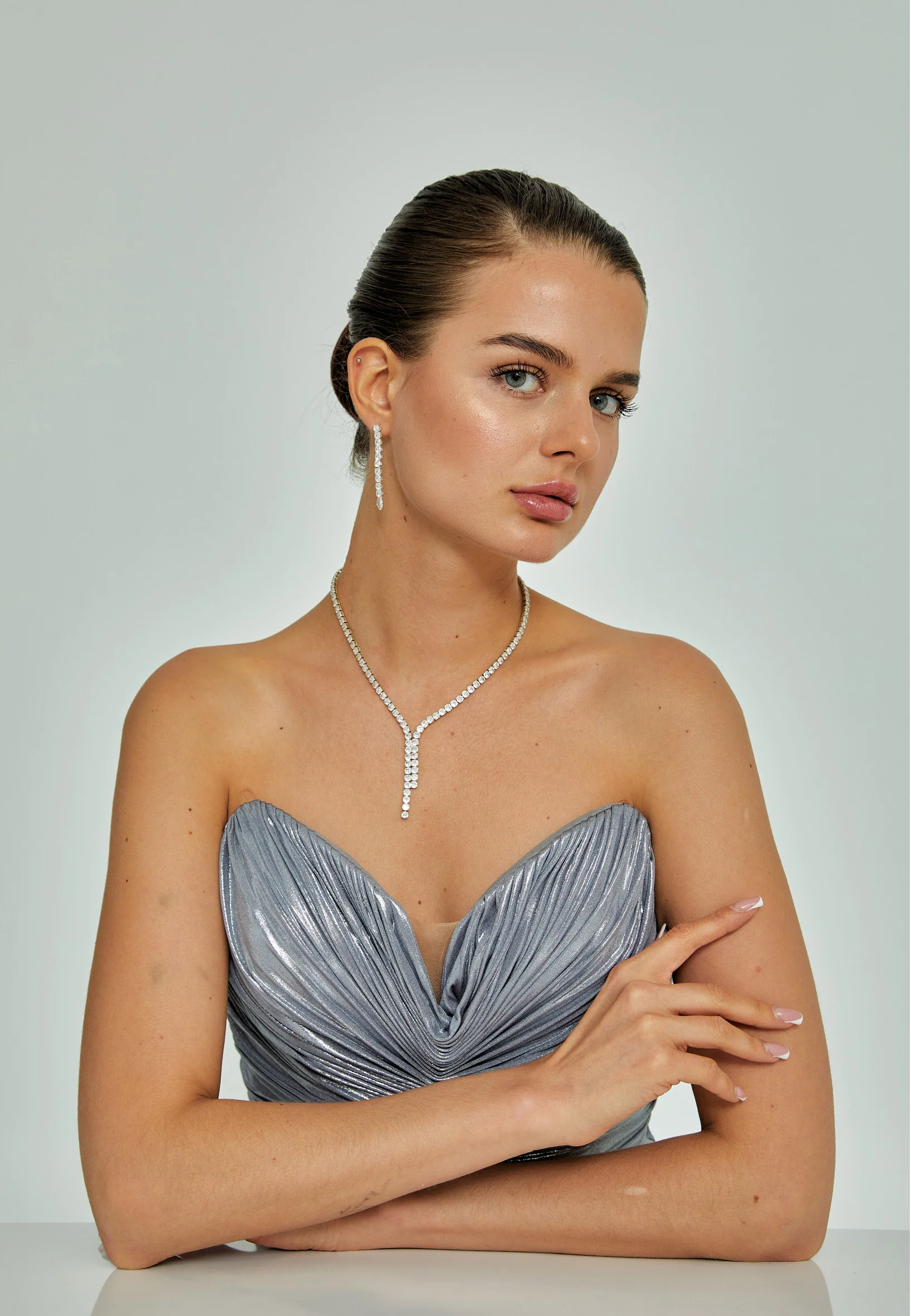 Square Rhinestone Jewelry Set abbk016 - Image 4