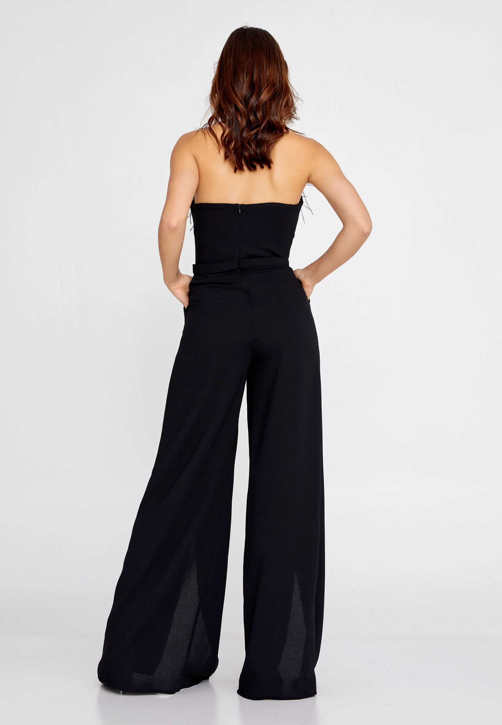 Strapless Crepe Regular Fit Regular Evening Jumpsuit jnm23-304 - Image 2
