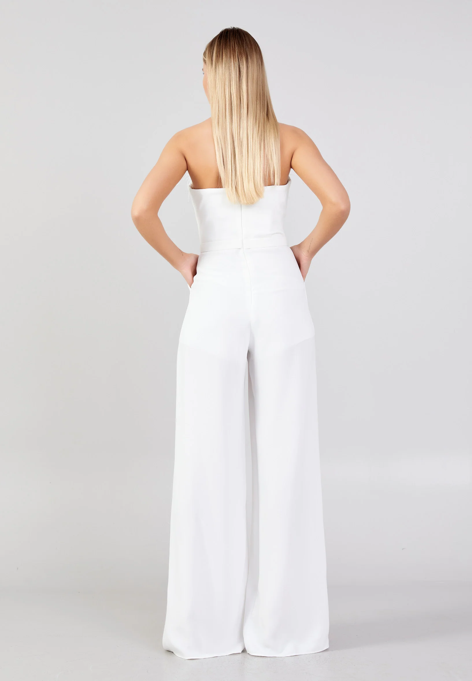 Strapless Crepe Regular Fit Regular Evening Jumpsuit jnm23-304 - Image 22