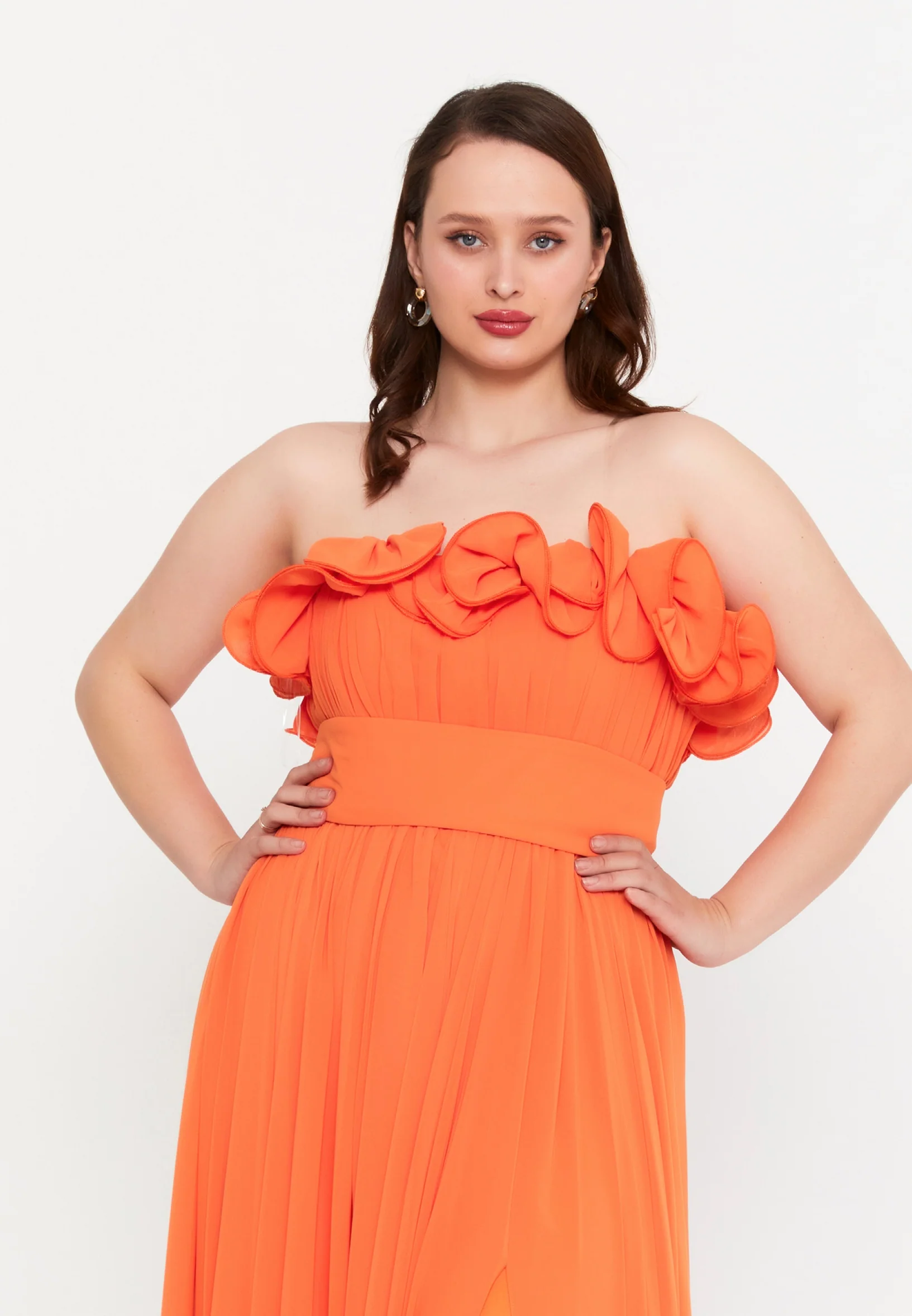 Strapless Maxi Chiffon Column Regular Evening Dress msp77169 - Image 13