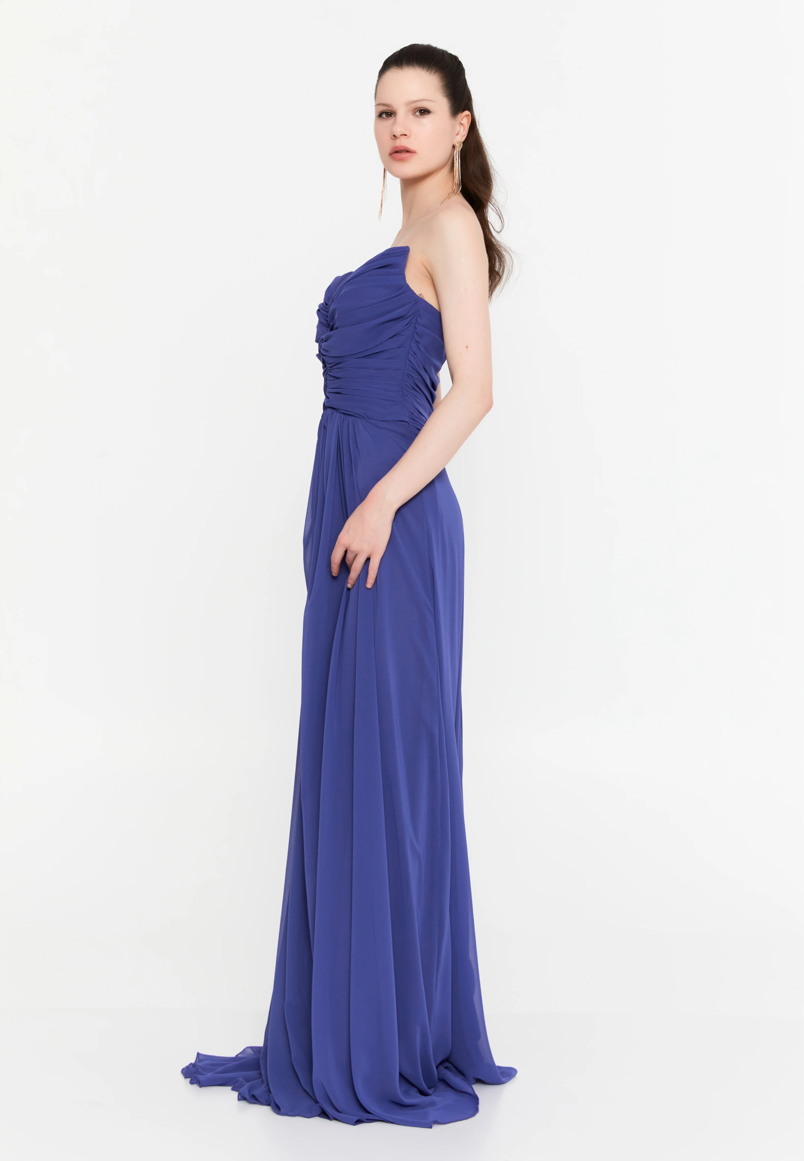 Strapless Maxi Chiffon Column Regular Wedding Guest Dress aln1839 - Image 11