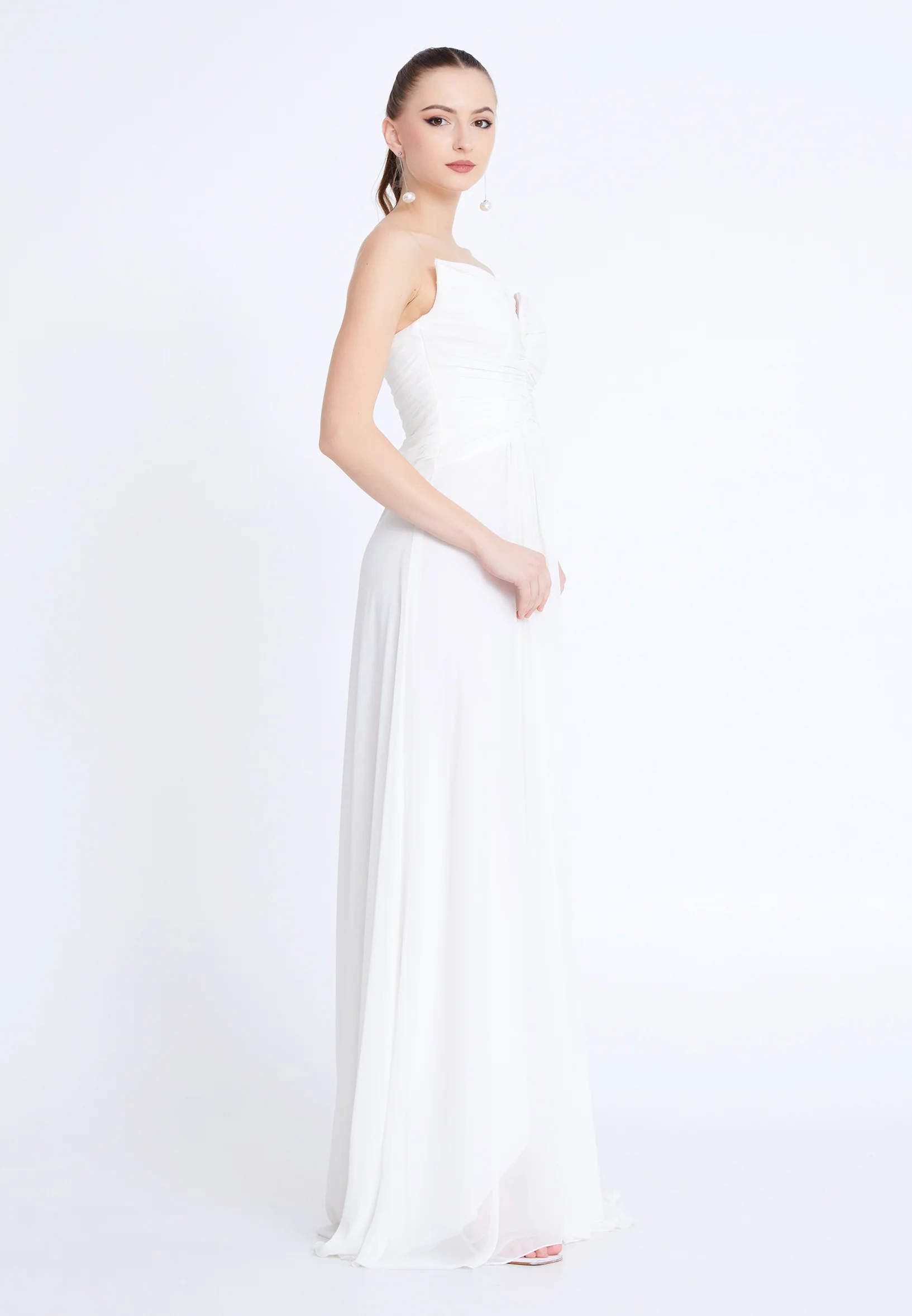 Strapless Maxi Chiffon Column Regular Wedding Guest Dress aln1839 - Image 7
