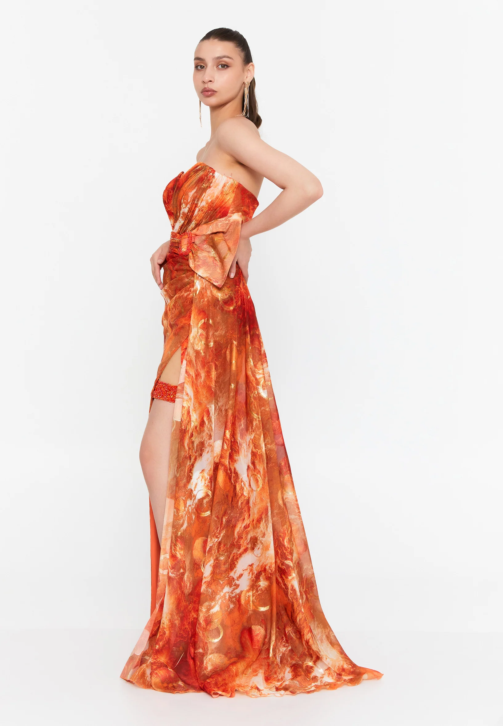 Strapless Maxi Chiffon Mermaid Regular Wedding Guest Dress omn038 - Image 3