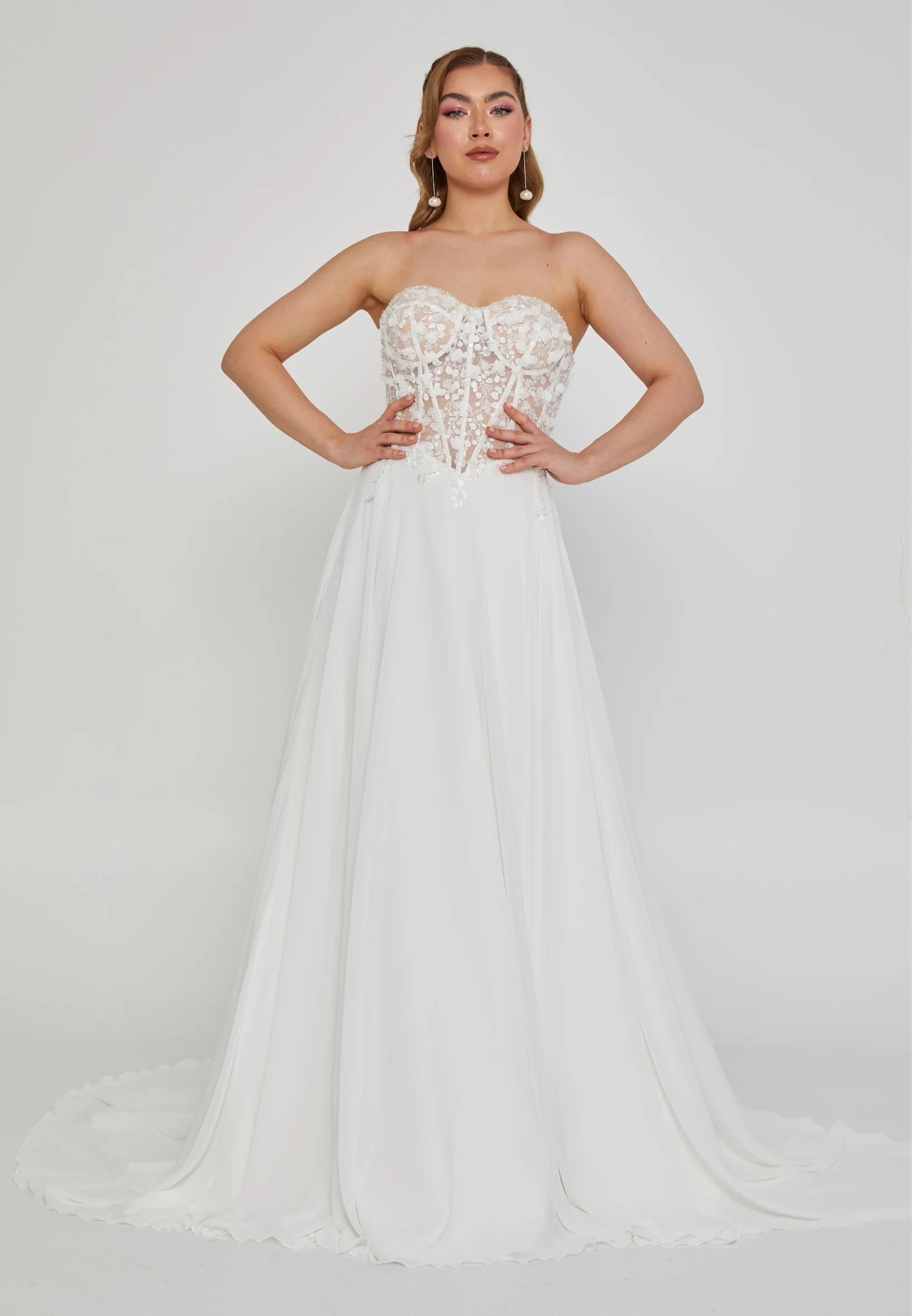 Strapless Maxi Chiffon Regular Wedding Dress rlb1924
