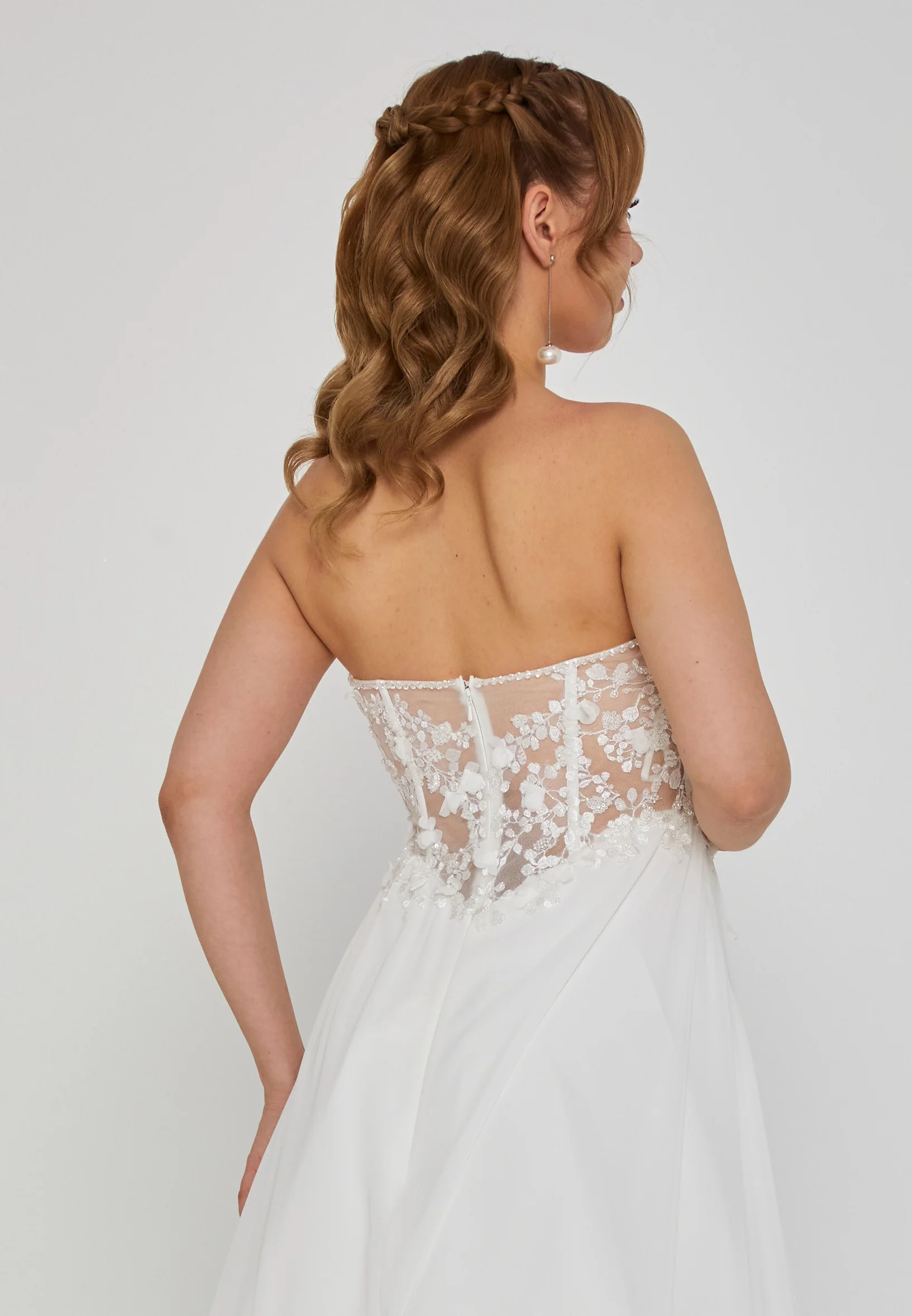 Strapless Maxi Chiffon Regular Wedding Dress rlb1924 - Image 3