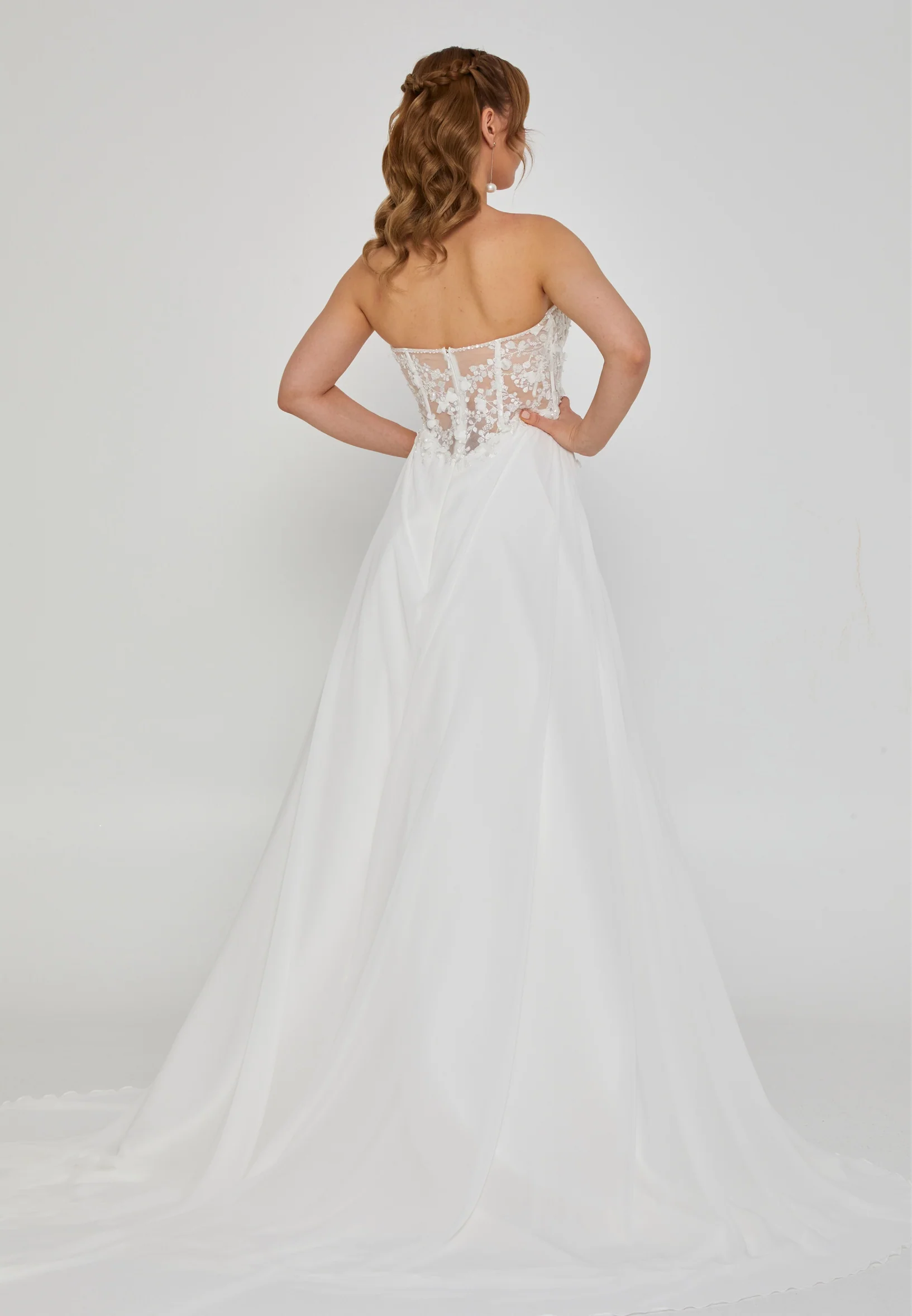 Strapless Maxi Chiffon Regular Wedding Dress rlb1924 - Image 4
