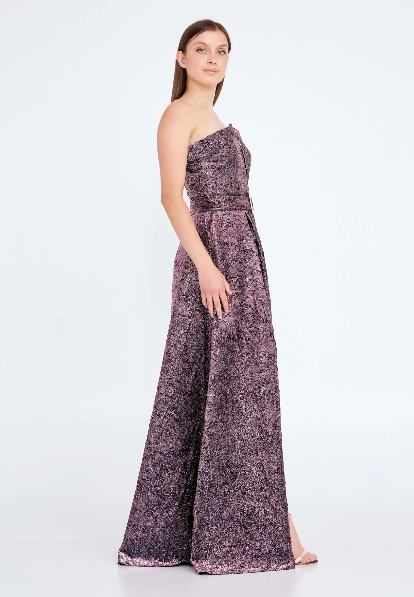 Strapless Maxi Crepe A - Line Regular Prom Dress ses2562 - Image 11