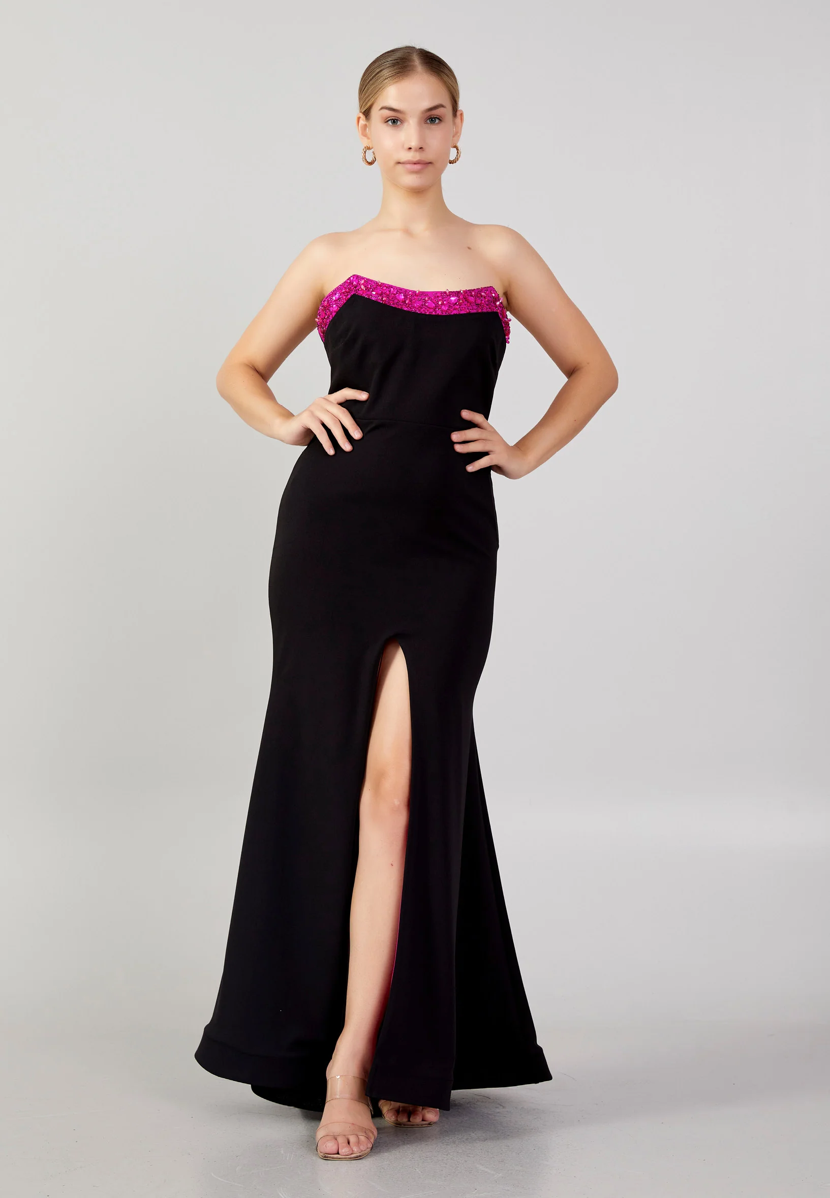 Strapless Maxi Crepe Mermaid Plus Size Evening Dress mtn88132-1