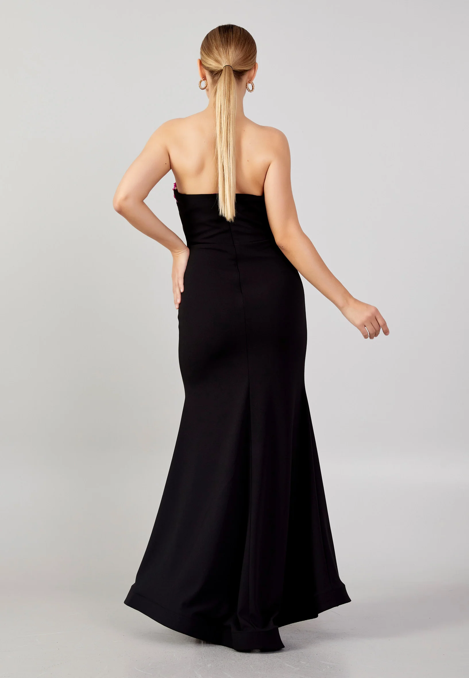 Strapless Maxi Crepe Mermaid Plus Size Evening Dress mtn88132-1 - Image 2