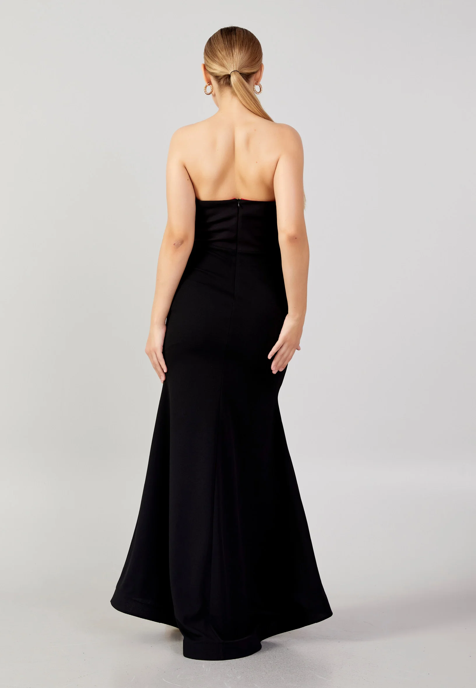 Strapless Maxi Crepe Mermaid Plus Size Evening Dress mtn88132-1 - Image 6