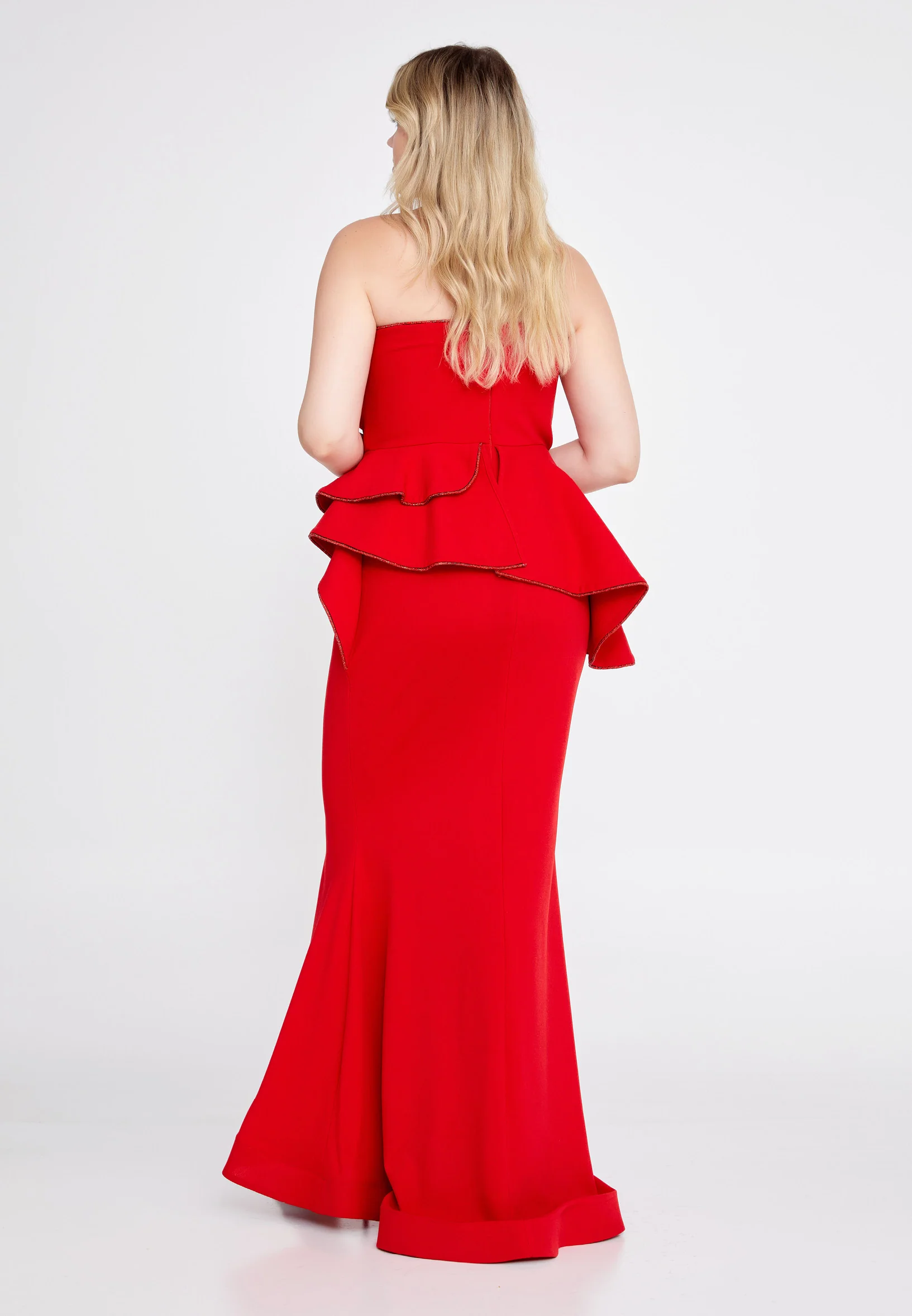 Strapless Maxi Crepe Mermaid Plus Size Wedding Guest Dress mtn2295-1 - Image 6