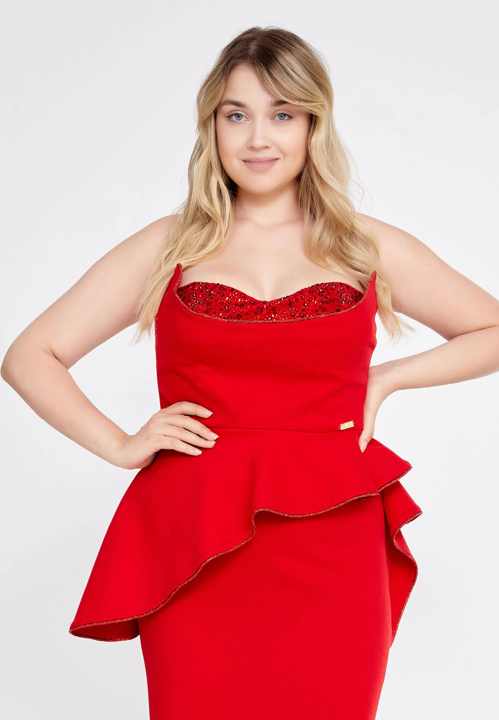 Strapless Maxi Crepe Mermaid Plus Size Wedding Guest Dress mtn2295-1 - Image 8