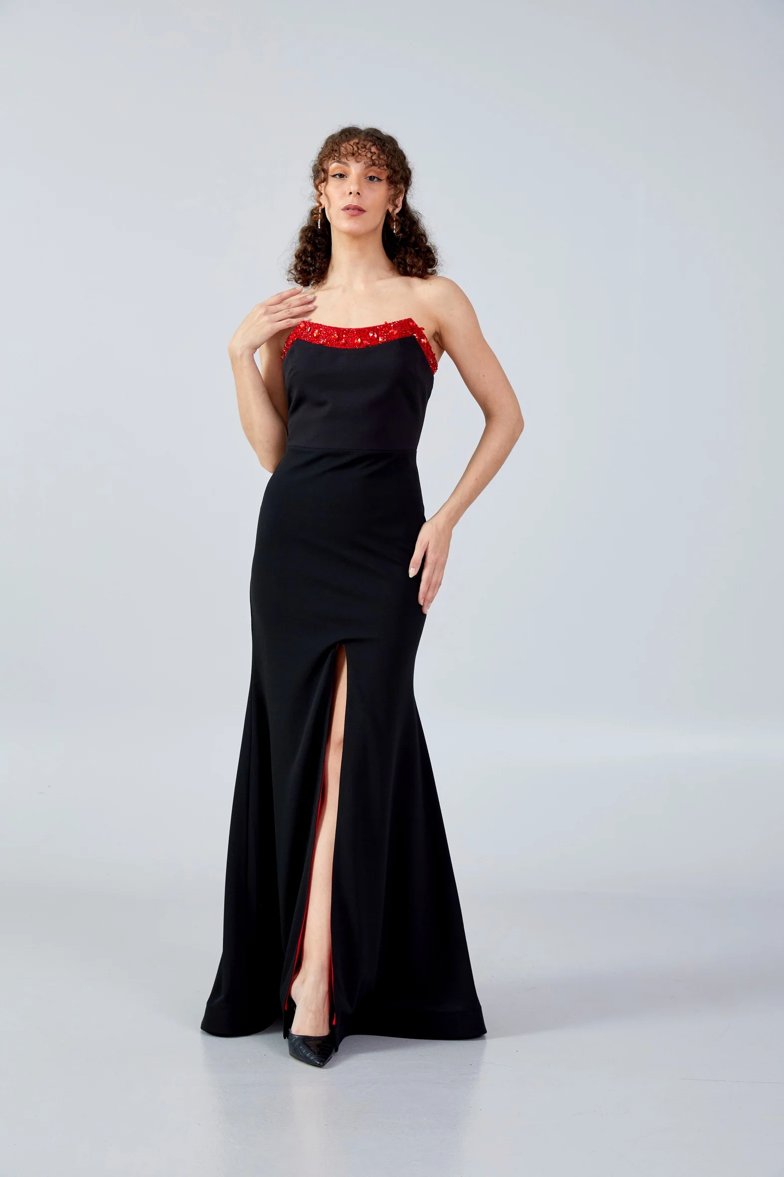 Strapless Maxi Crepe Mermaid Regular Evening Dress mtn88132 - Image 5