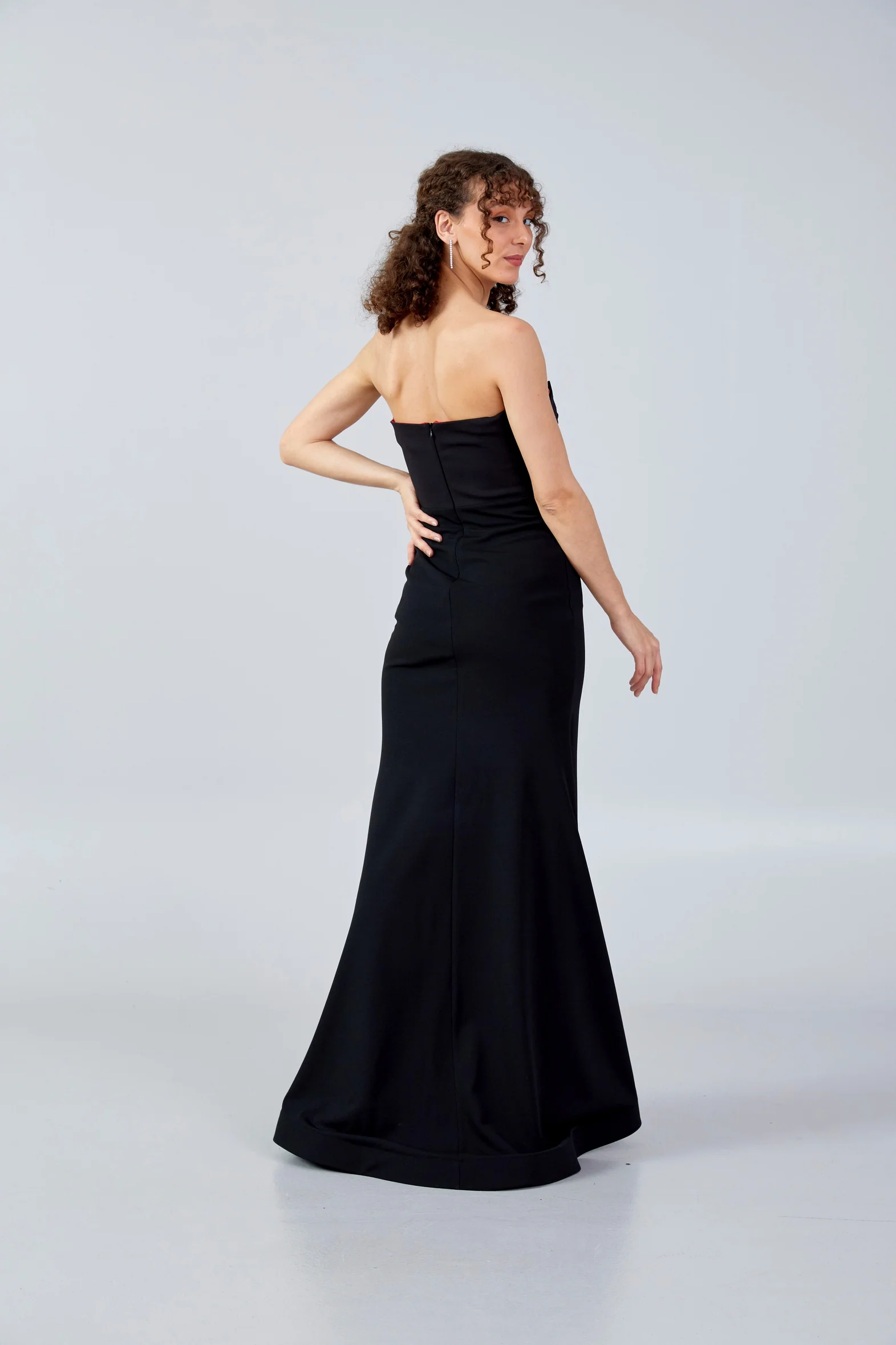 Strapless Maxi Crepe Mermaid Regular Evening Dress mtn88132 - Image 6