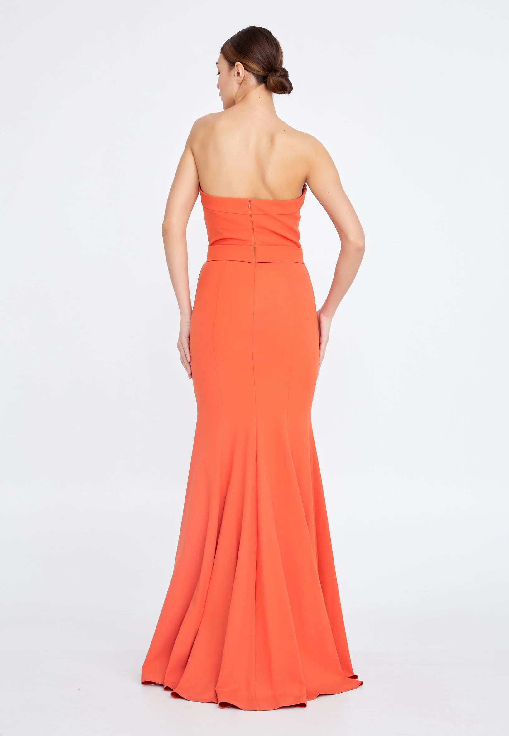 Strapless Maxi Crepe Mermaid Regular Evening Dress ses2556 - Image 6