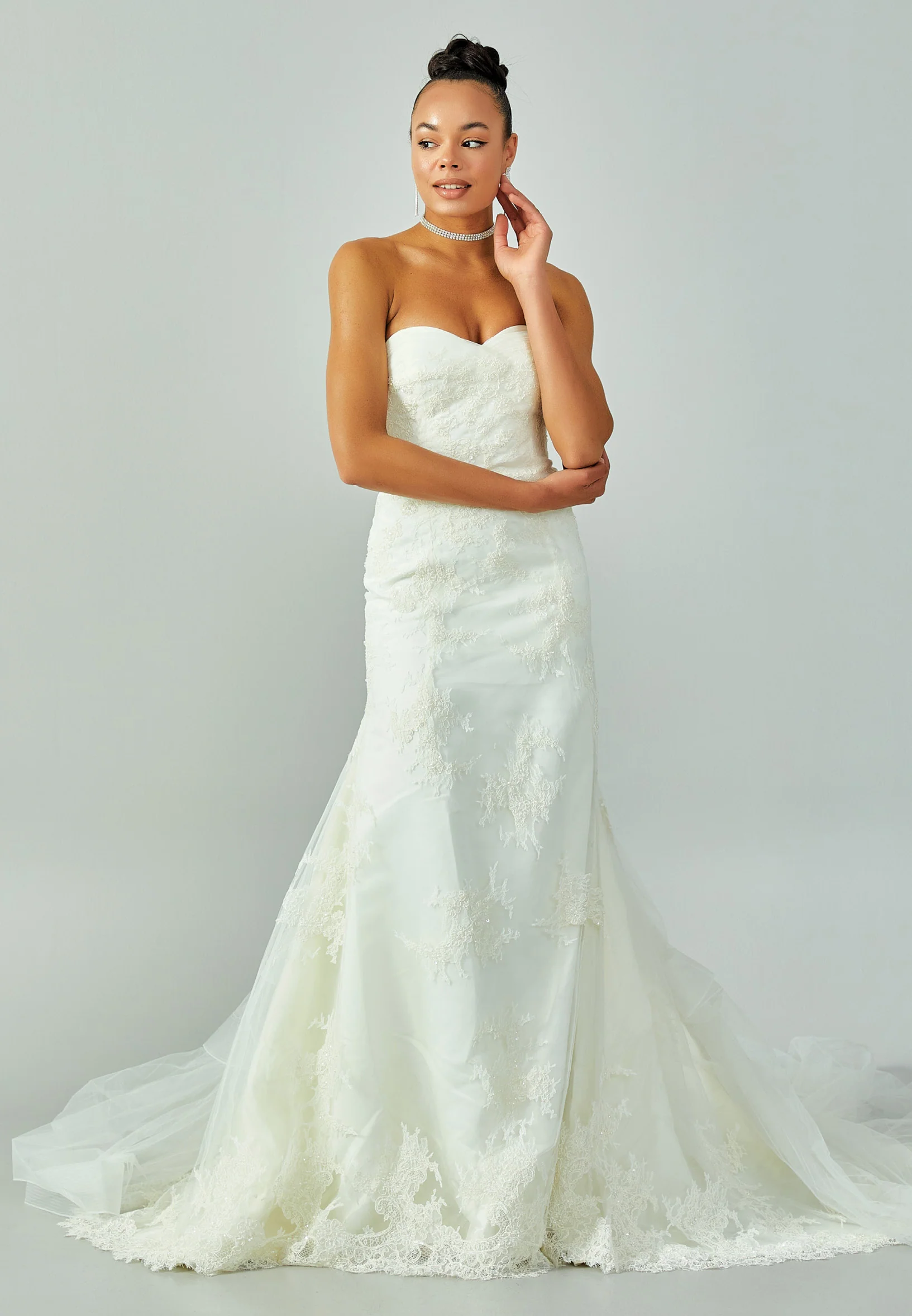 Strapless Maxi Lace Regular Wedding Dress enz00211