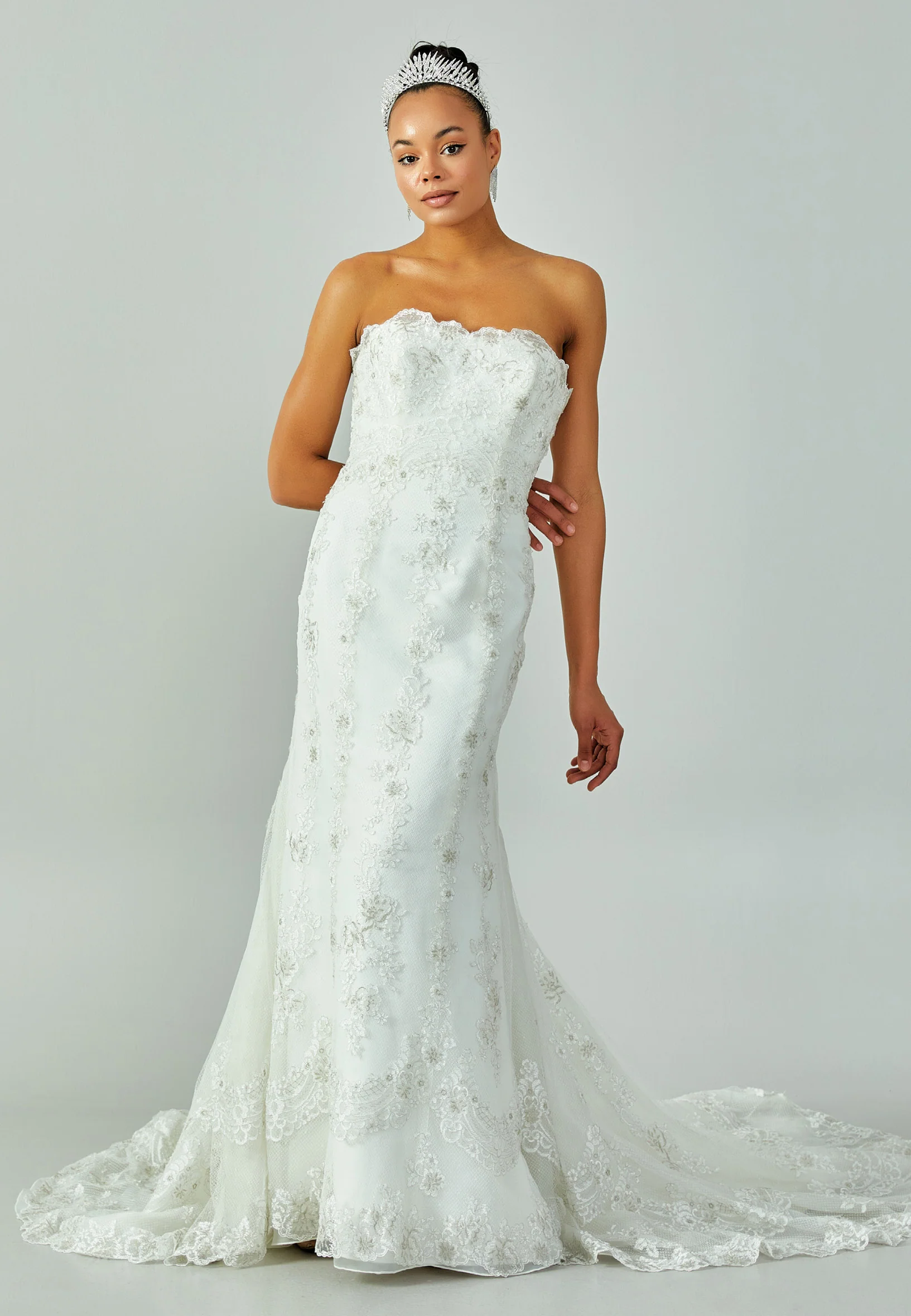 Strapless Maxi Lace Regular Wedding Dress enz00576