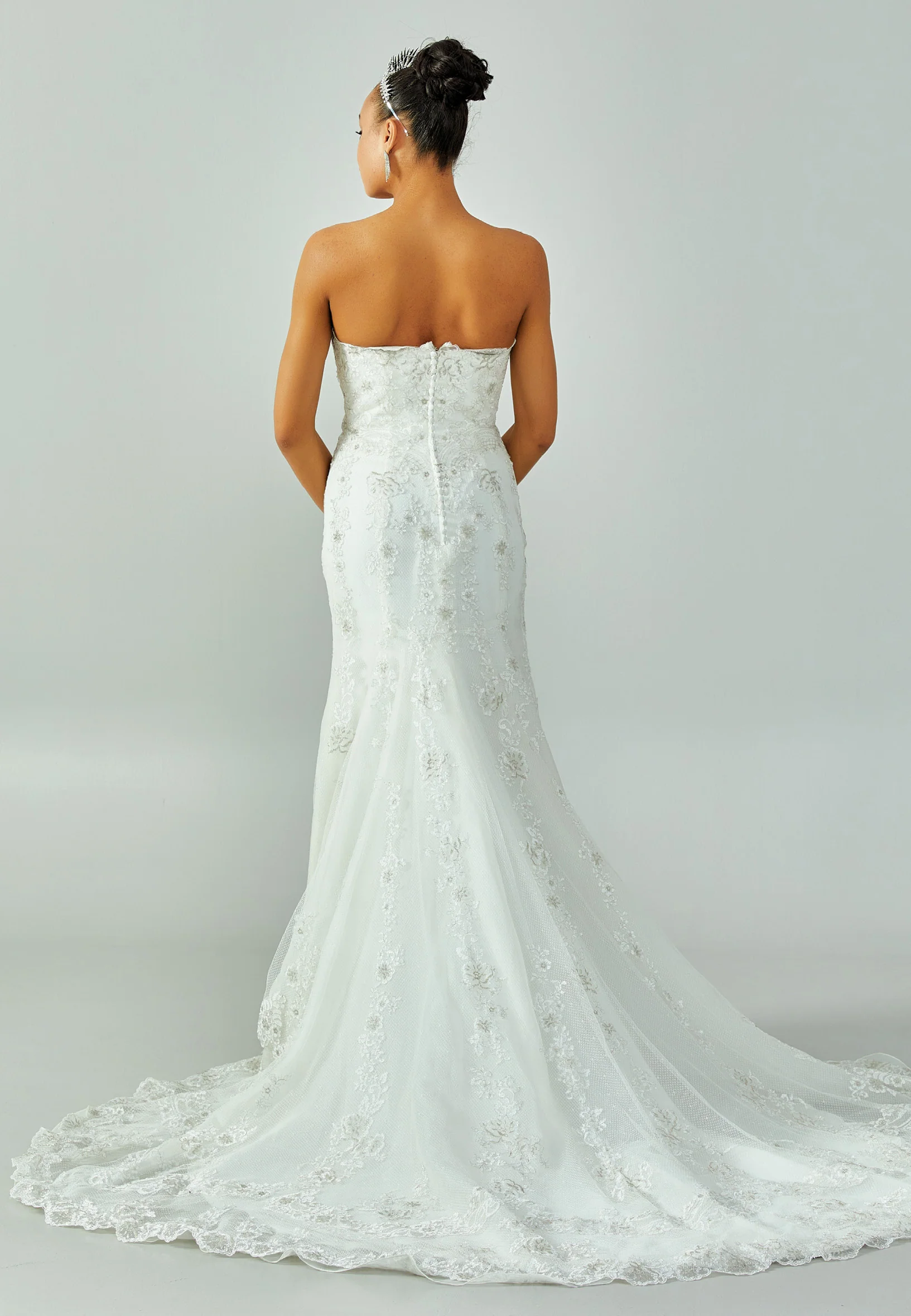Strapless Maxi Lace Regular Wedding Dress enz00576 - Image 3