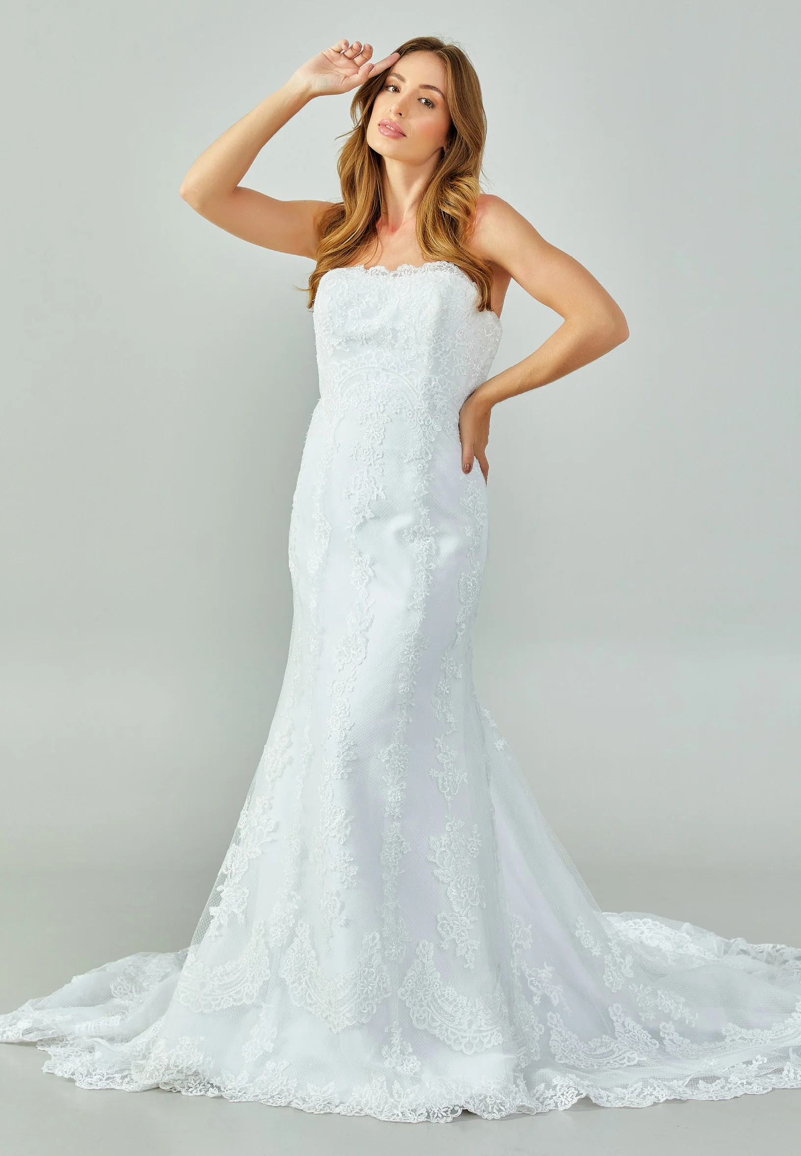 Strapless Maxi Lace Regular Wedding Dress enz00576 - Image 4