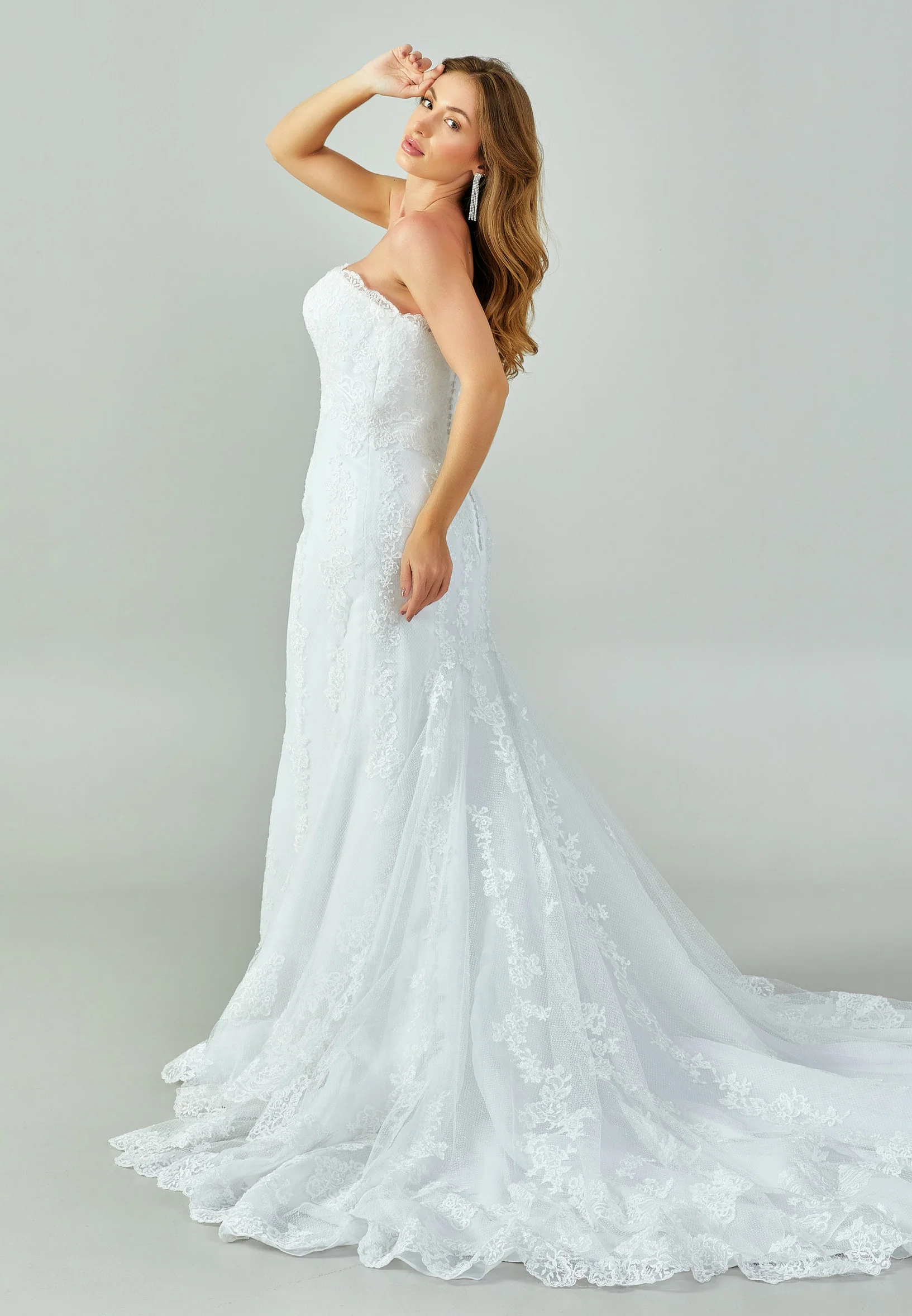 Strapless Maxi Lace Regular Wedding Dress enz00576 - Image 6