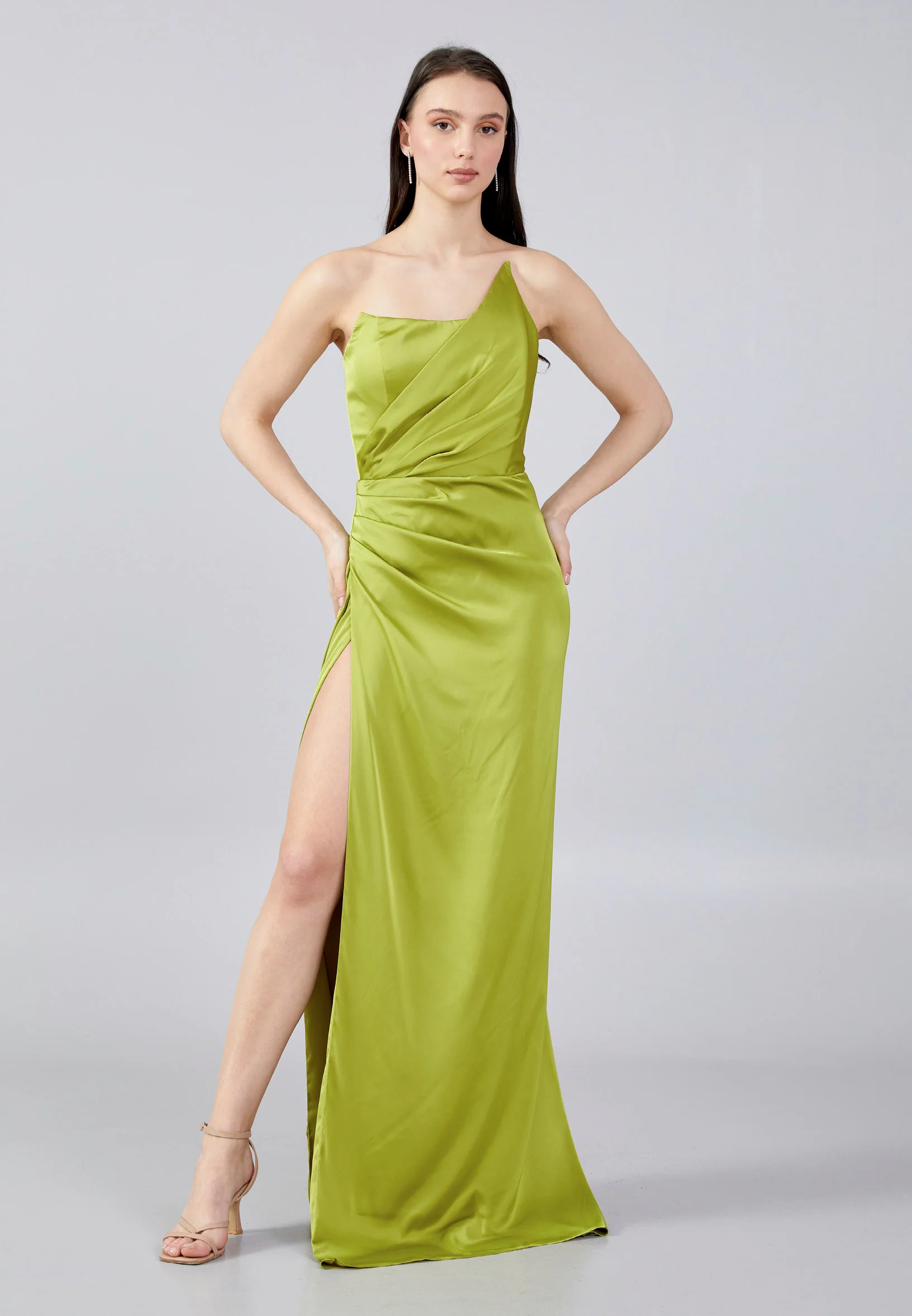 Strapless Maxi Satin Mermaid Regular Evening Dress aln1620