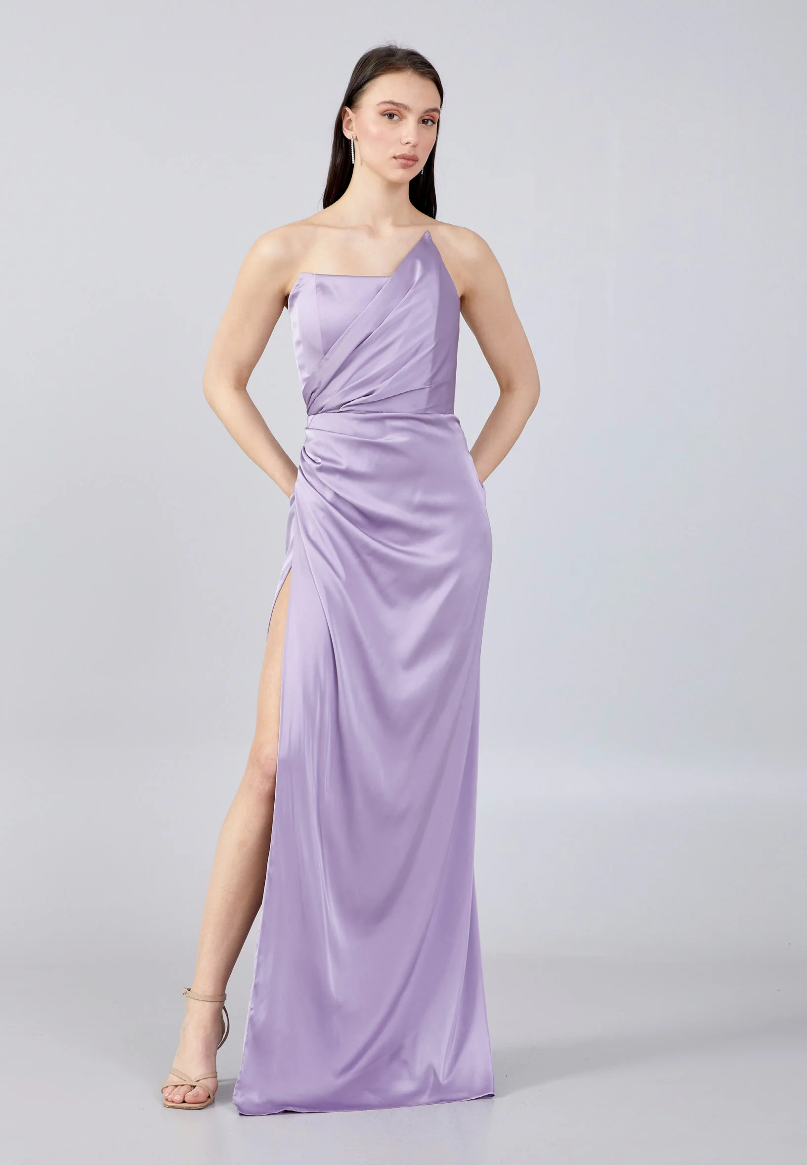 Strapless Maxi Satin Mermaid Regular Evening Dress aln1620 - Image 13
