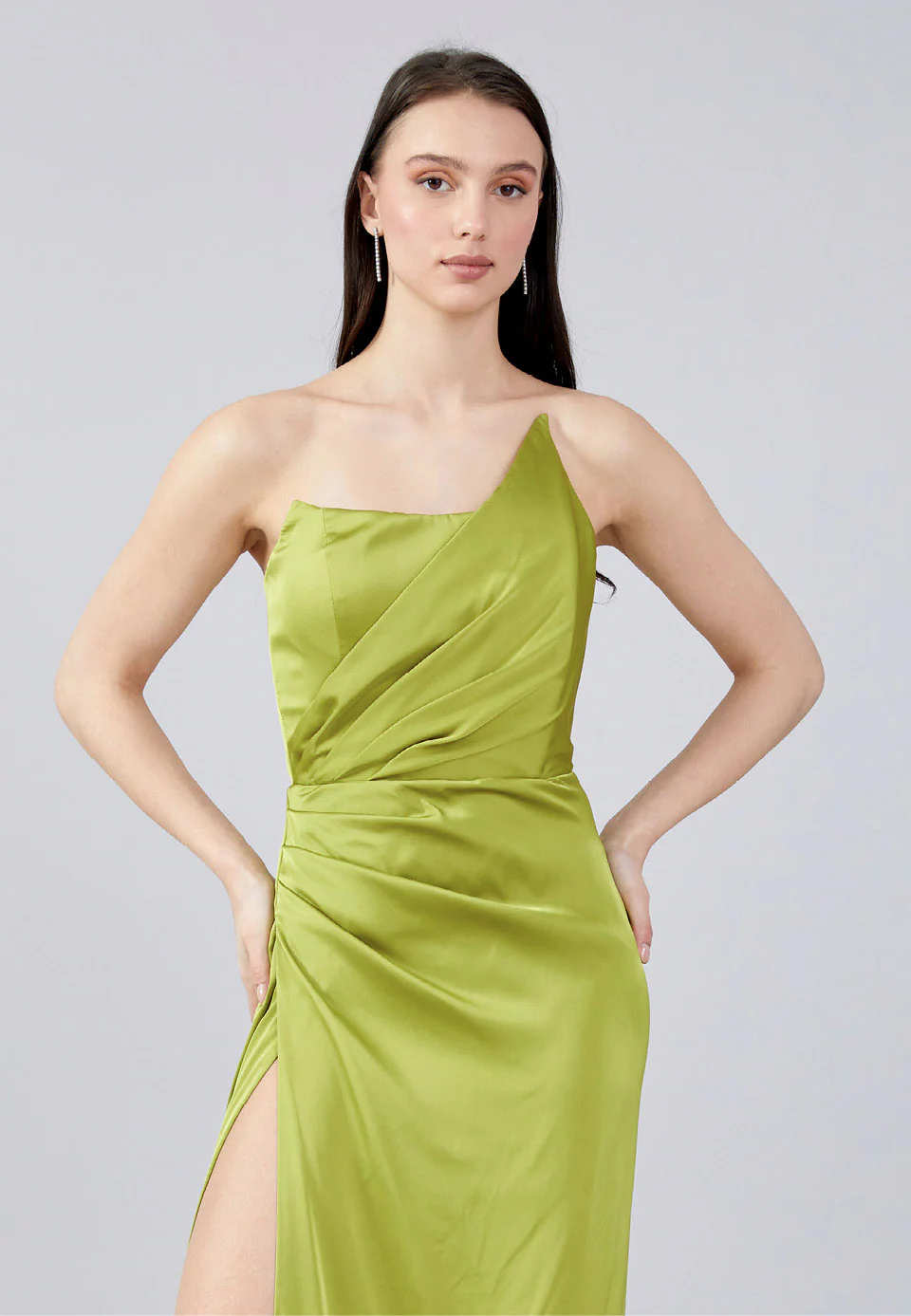 Strapless Maxi Satin Mermaid Regular Evening Dress aln1620 - Image 4
