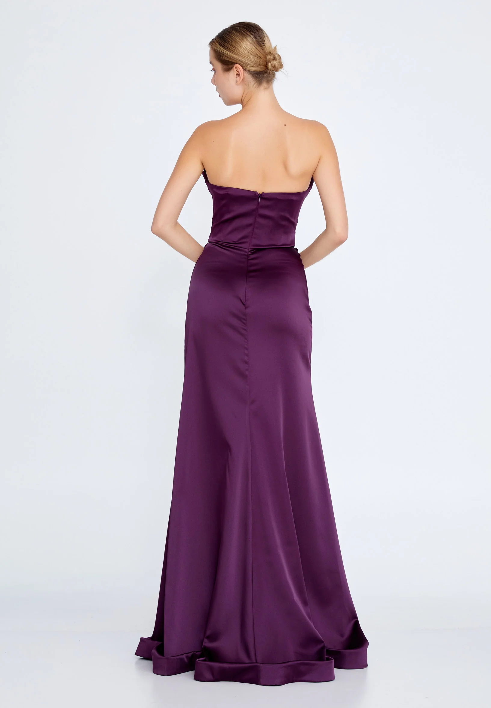 Strapless Maxi Satin Mermaid Regular Wedding Guest Dress aln1424 - Image 32