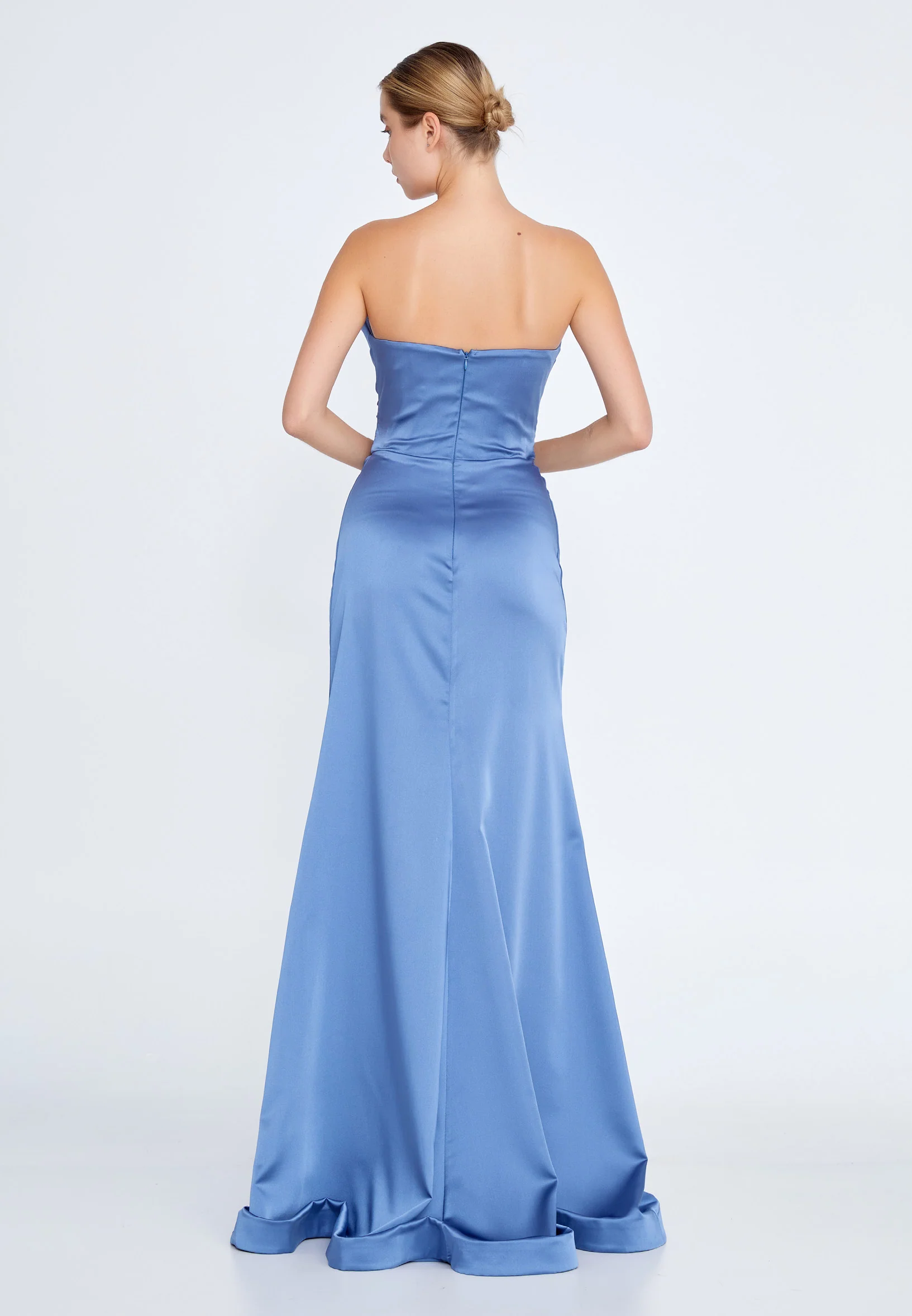 Strapless Maxi Satin Mermaid Regular Wedding Guest Dress aln1424 - Image 6