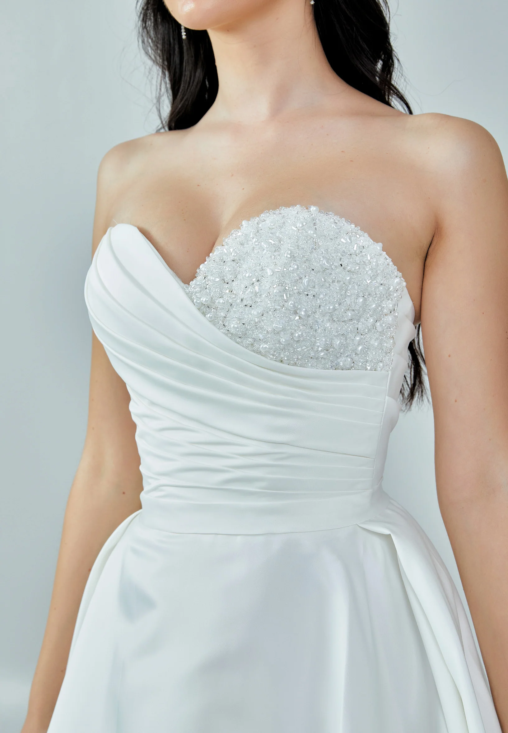 Strapless Maxi Satin Regular Wedding Dress bnc8069 - Image 4
