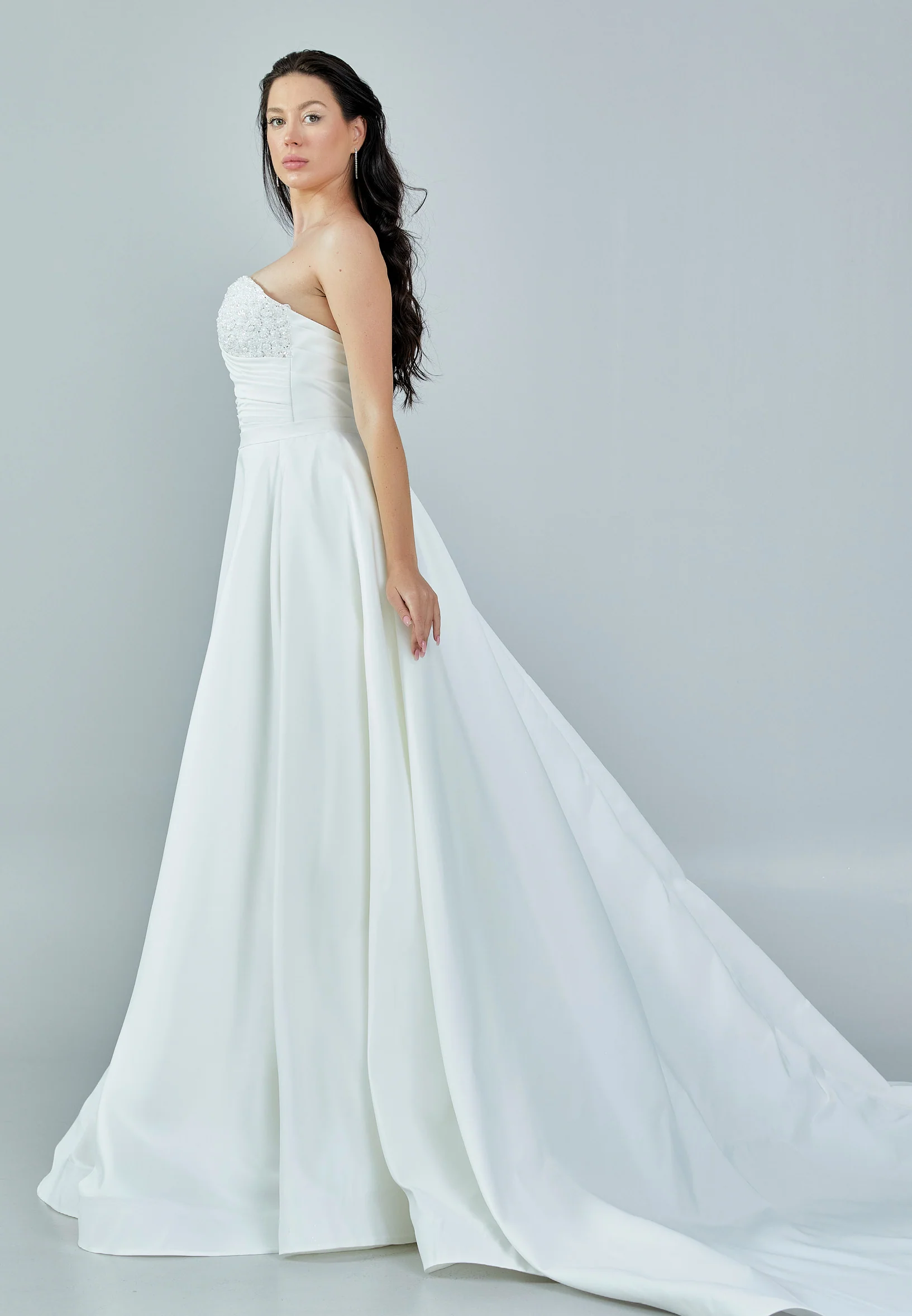 Strapless Maxi Satin Regular Wedding Dress bnc8069 - Image 6