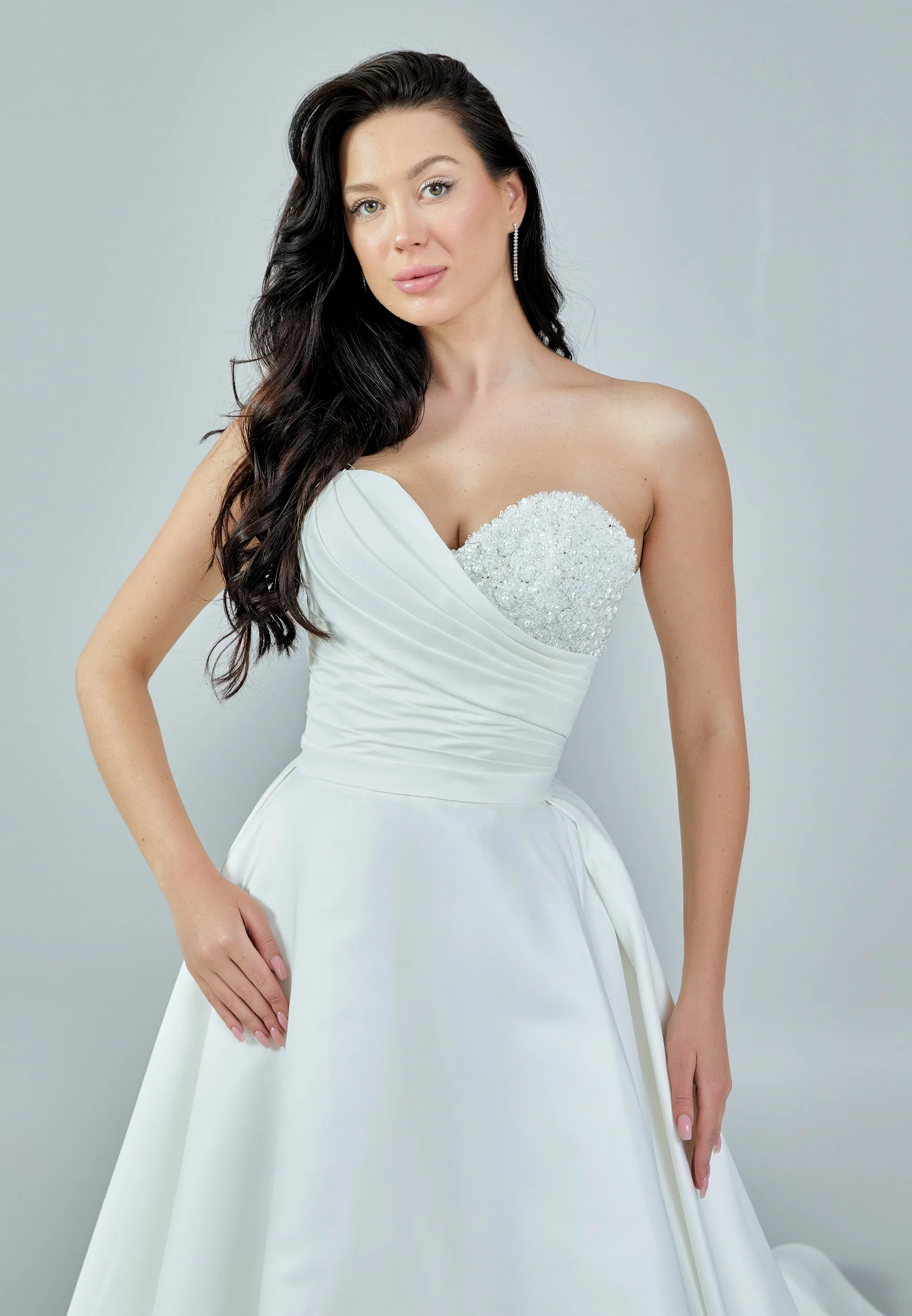 Strapless Maxi Satin Regular Wedding Dress bnc8069 - Image 8