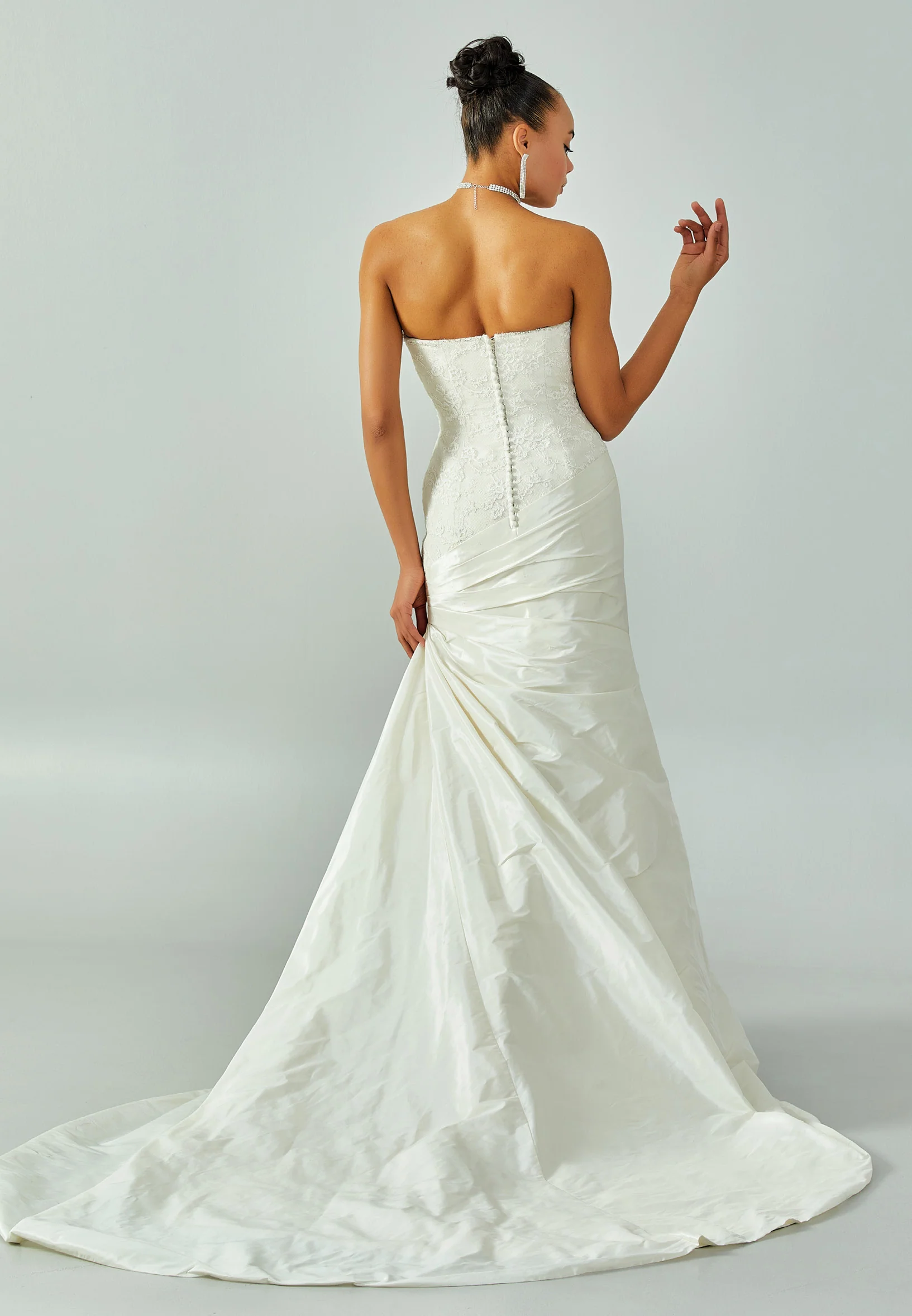 Strapless Maxi Satin Regular Wedding Dress enz00703 - Image 3