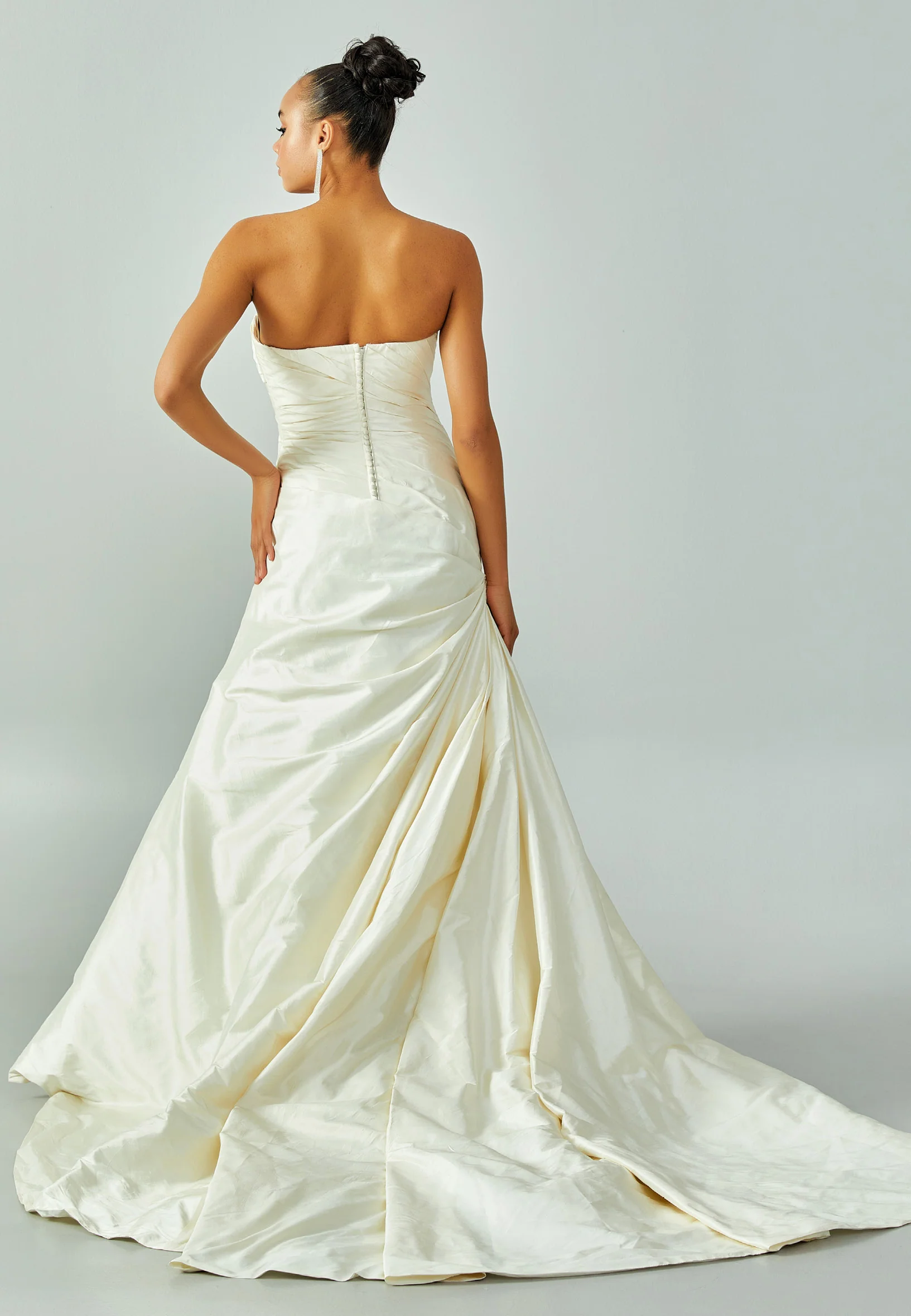 Strapless Maxi Satin Regular Wedding Dress enz00740 - Image 3