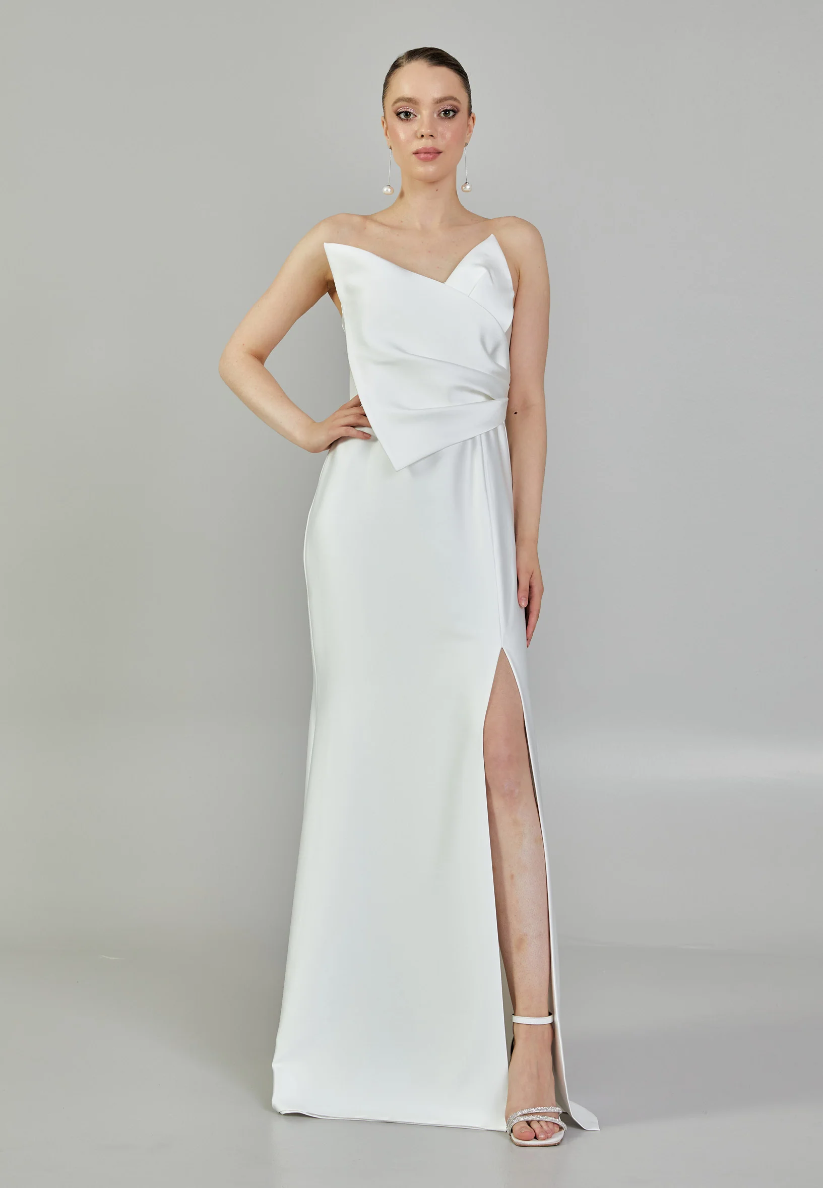 Strapless Maxi Satin Regular Wedding Dress mxg57023