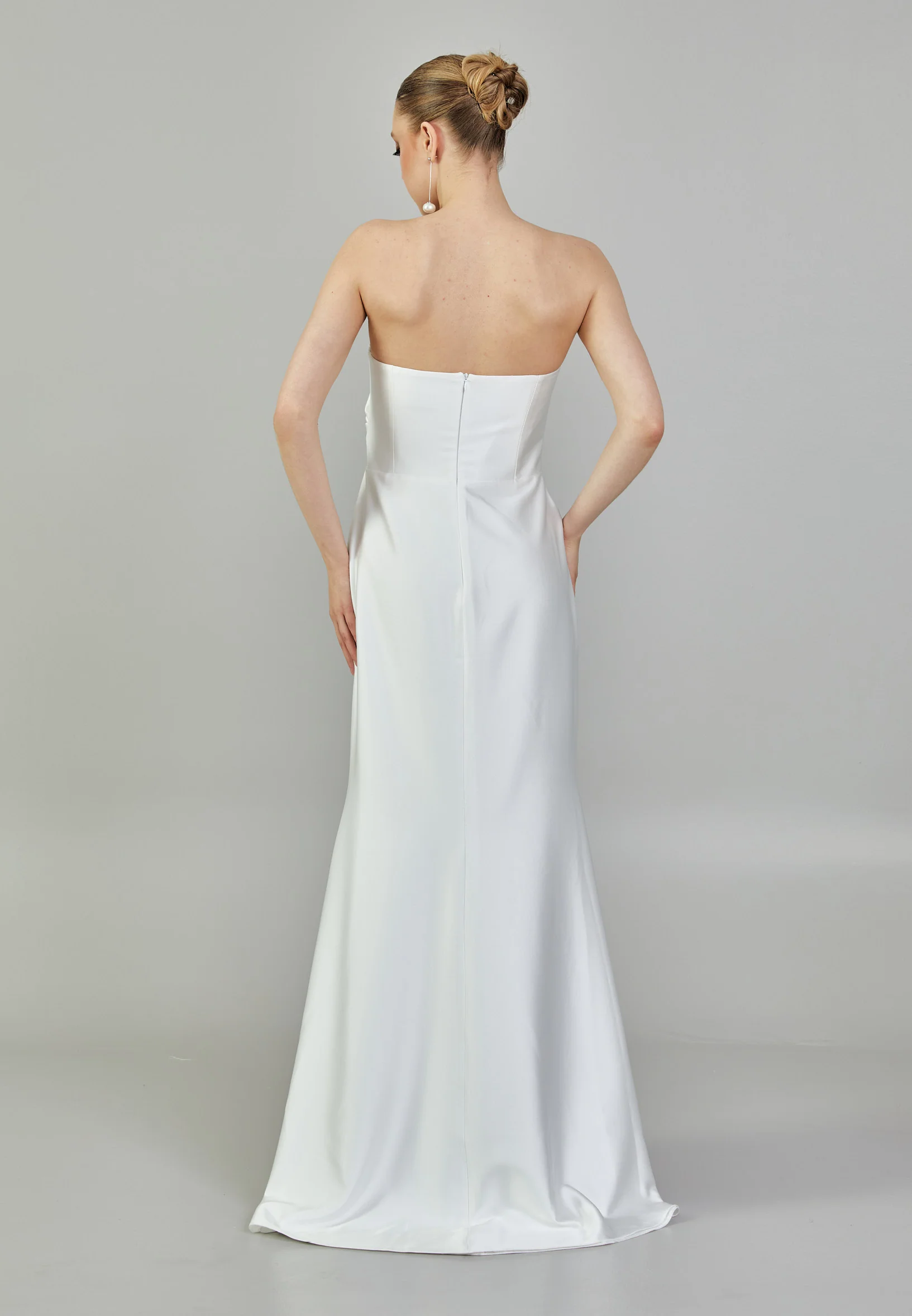 Strapless Maxi Satin Regular Wedding Dress mxg57023 - Image 5