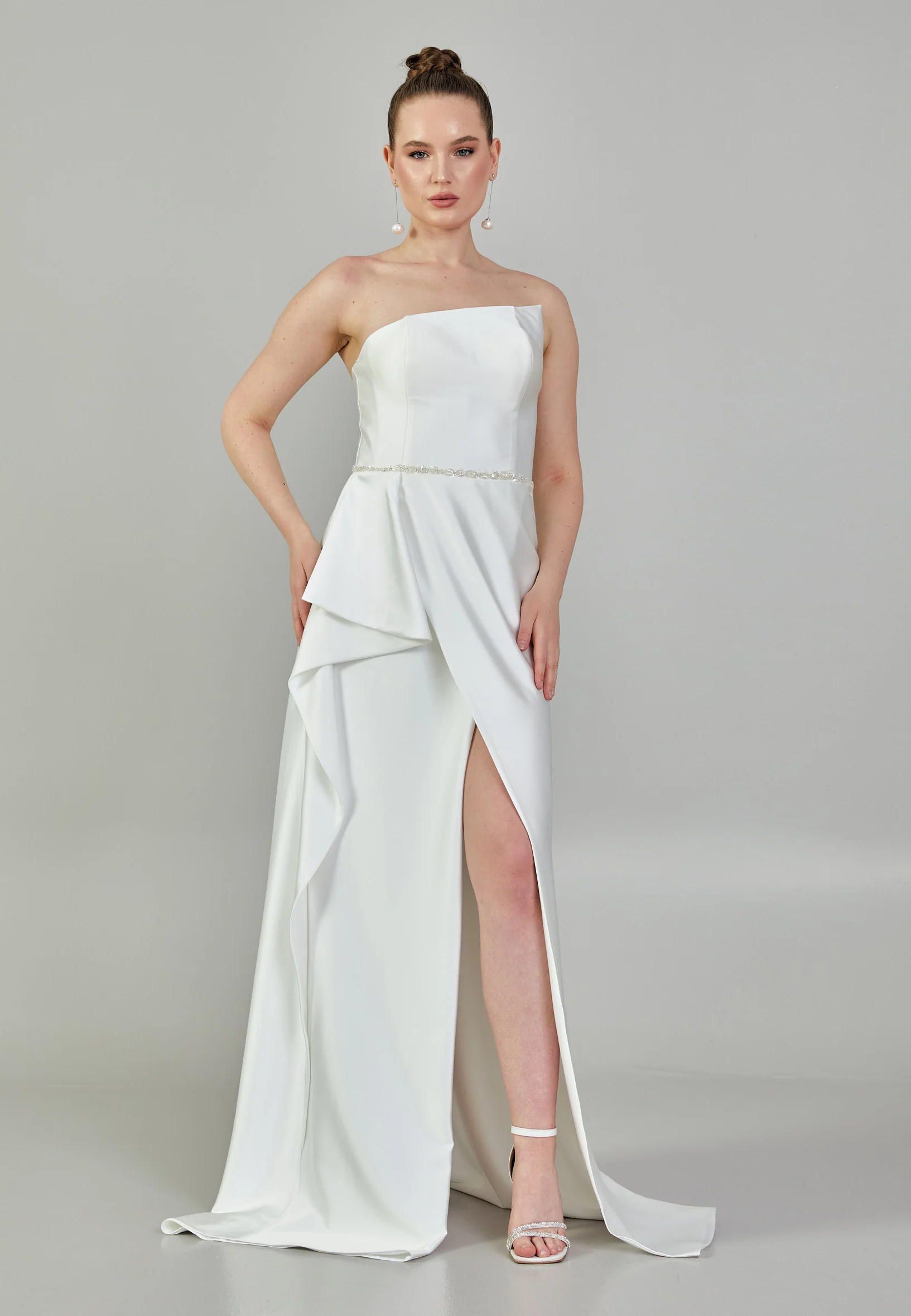 Strapless Maxi Satin Regular Wedding Dress mxg57024