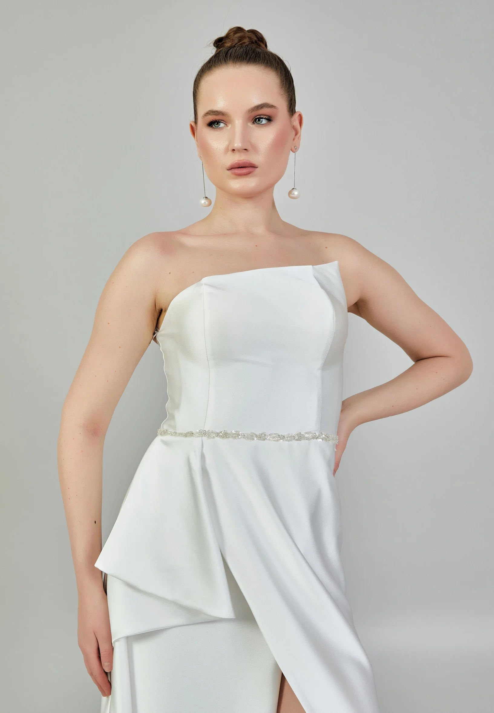 Strapless Maxi Satin Regular Wedding Dress mxg57024 - Image 3
