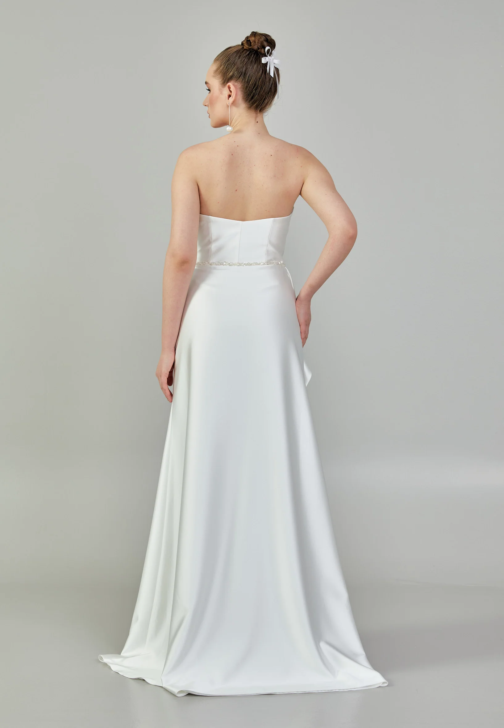 Strapless Maxi Satin Regular Wedding Dress mxg57024 - Image 5