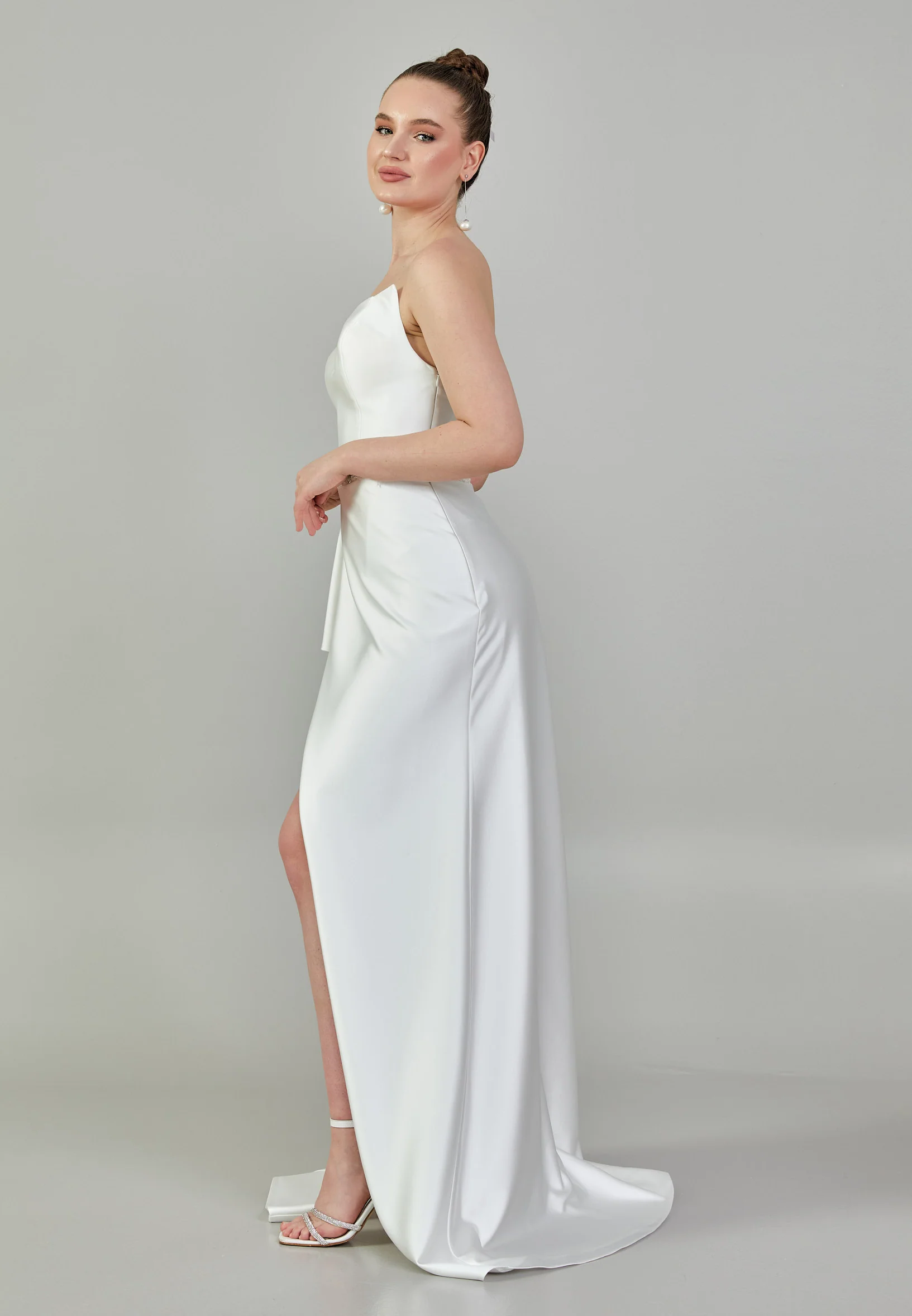 Strapless Maxi Satin Regular Wedding Dress mxg57024 - Image 6