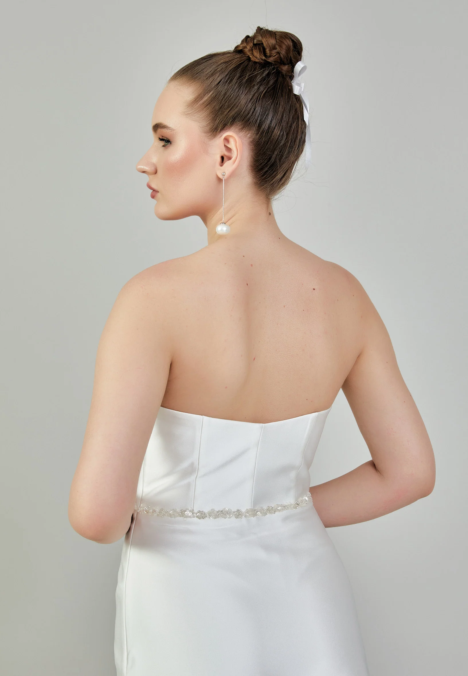 Strapless Maxi Satin Regular Wedding Dress mxg57024 - Image 8