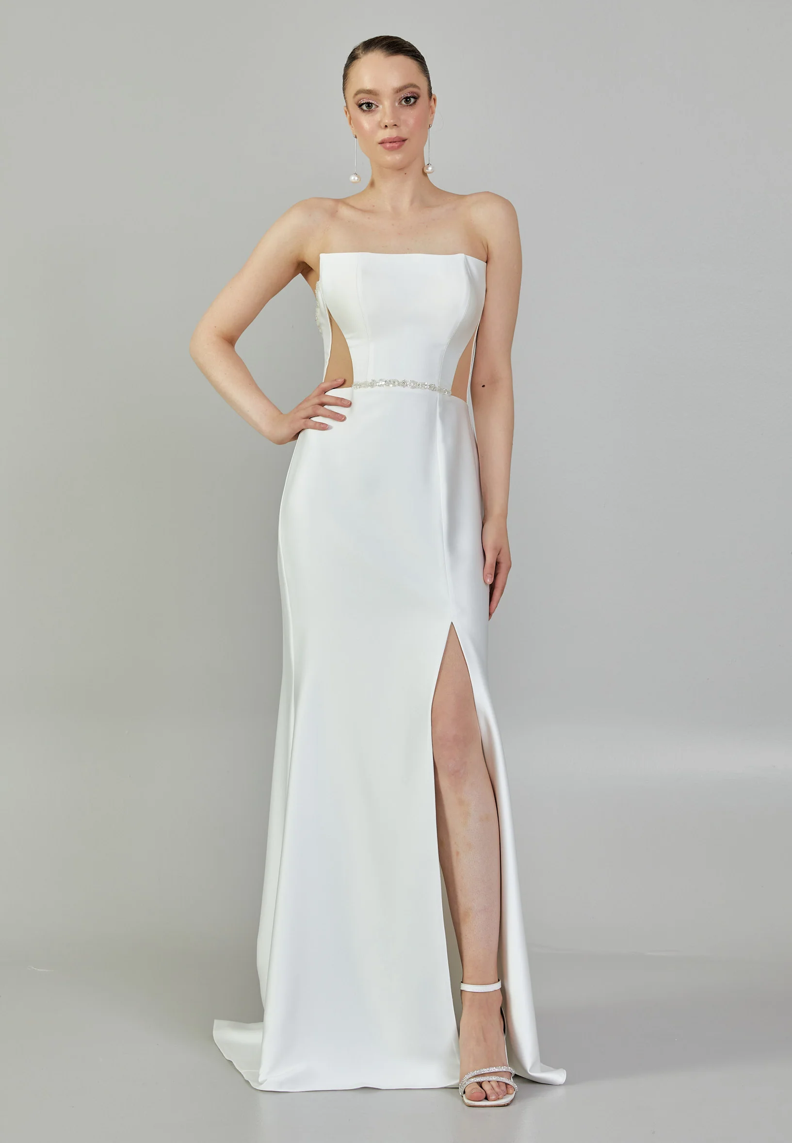 Strapless Maxi Satin Regular Wedding Dress mxg57042
