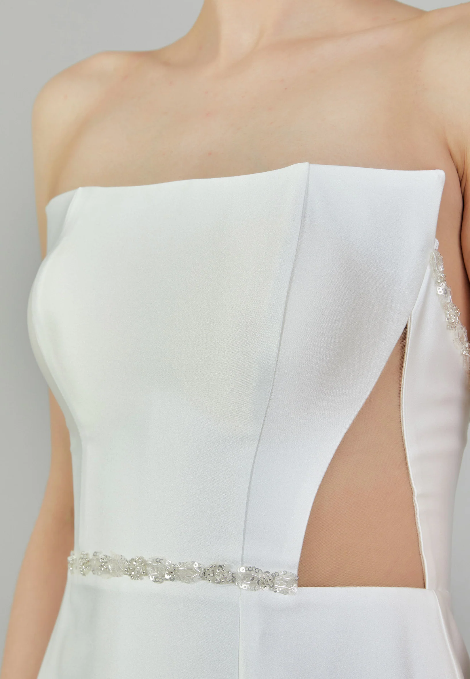 Strapless Maxi Satin Regular Wedding Dress mxg57042 - Image 4