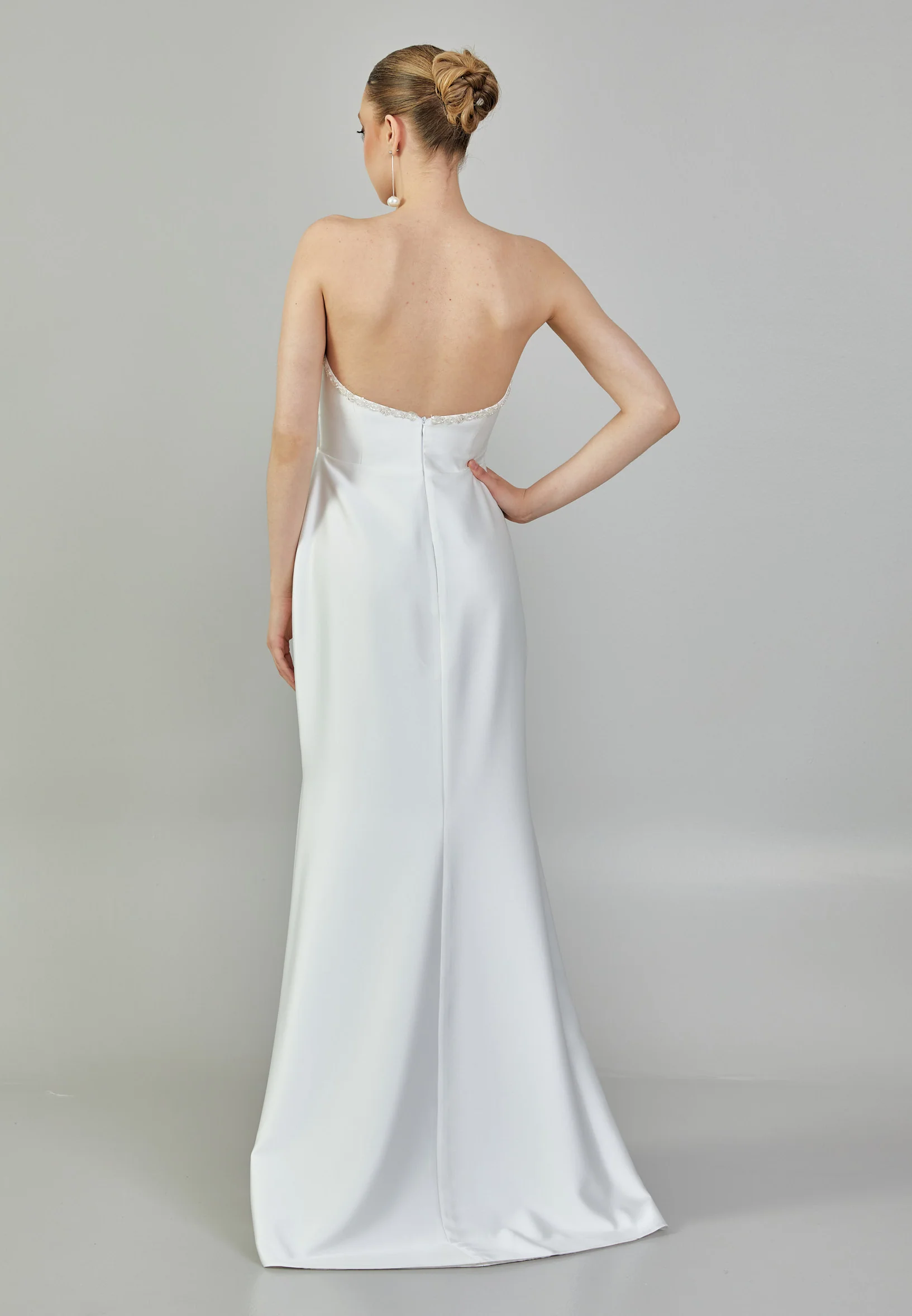 Strapless Maxi Satin Regular Wedding Dress mxg57042 - Image 5