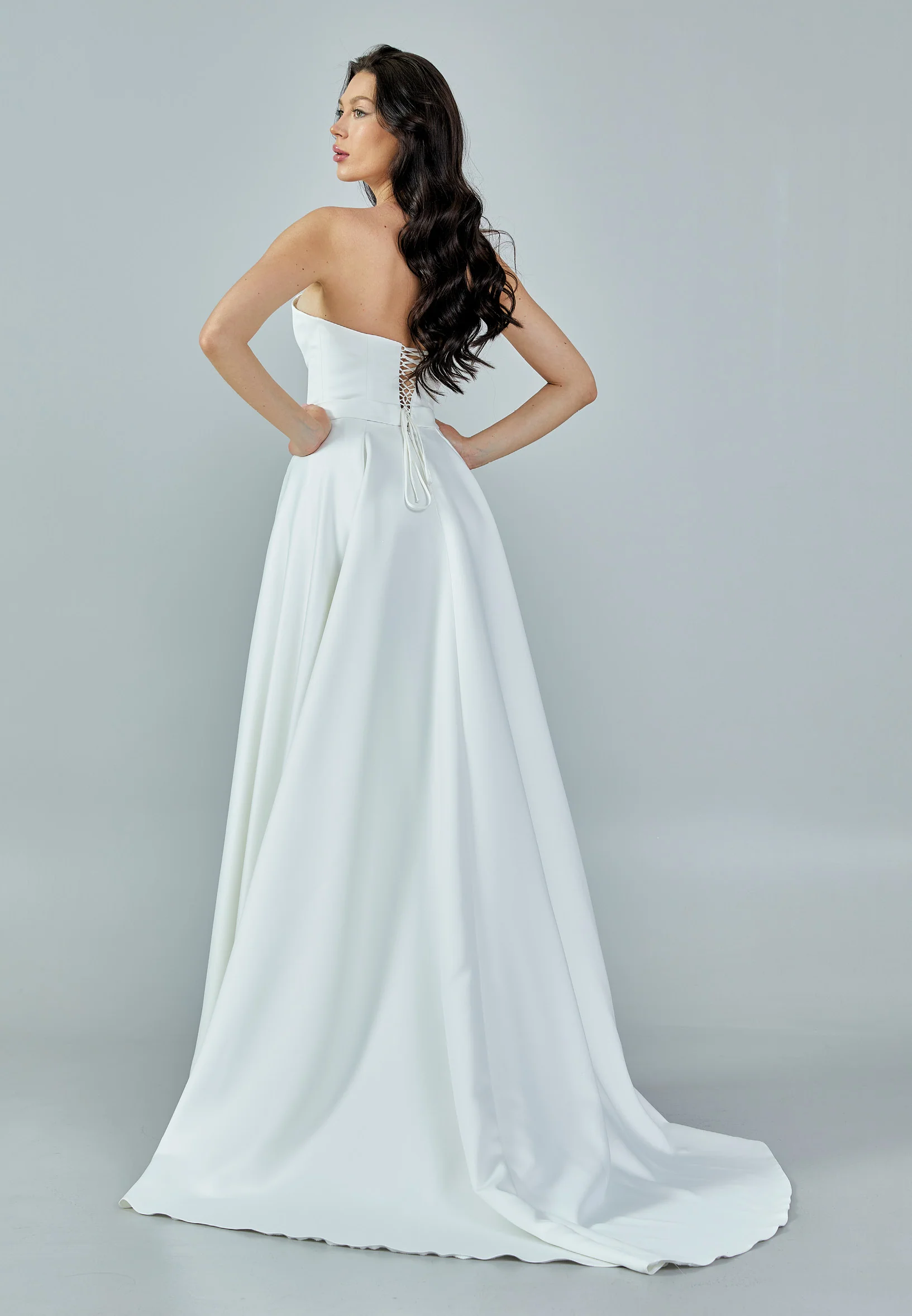 Strapless Maxi Satin Regular Wedding Dress rlb1629 - Image 5