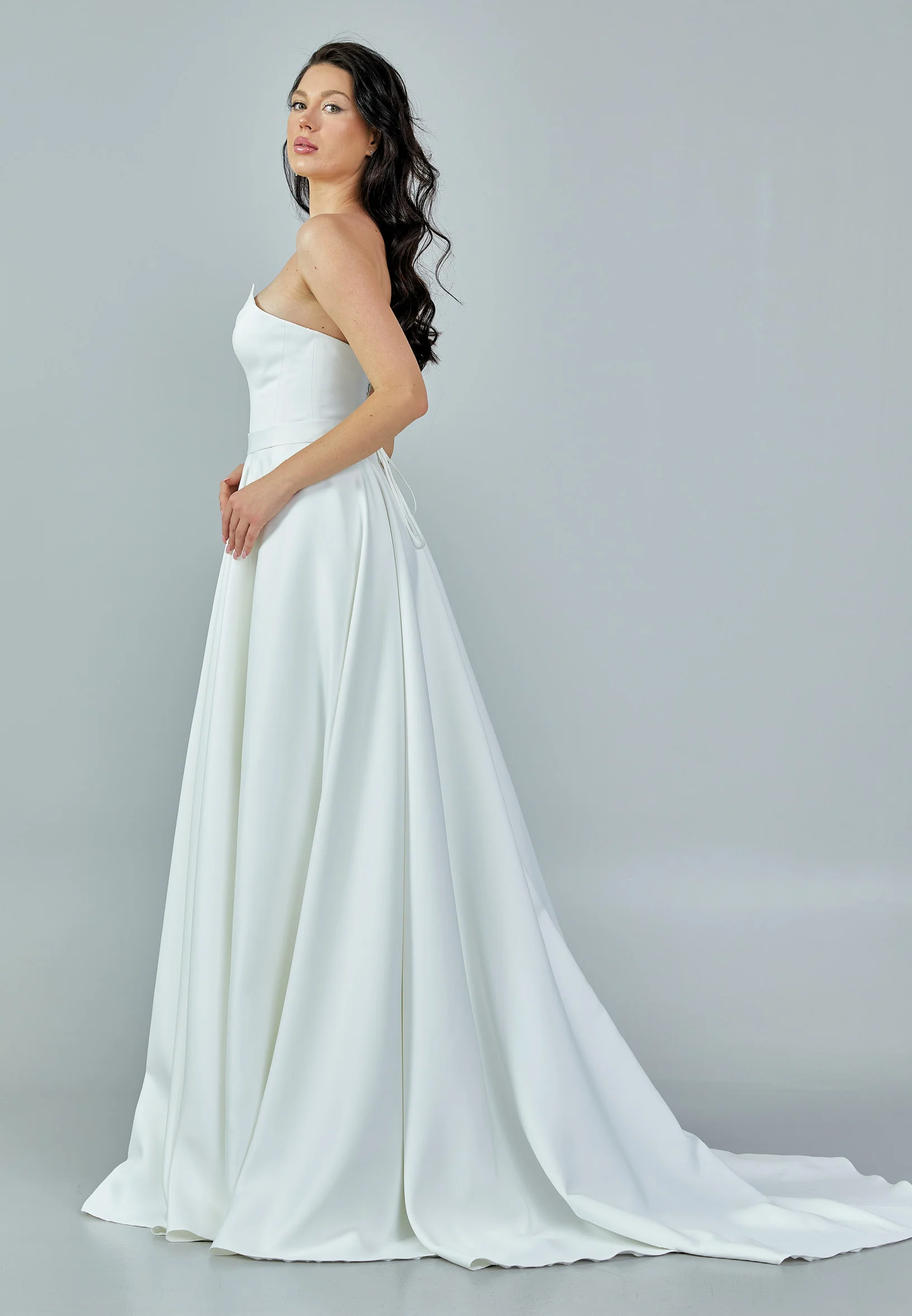 Strapless Maxi Satin Regular Wedding Dress rlb1629 - Image 6
