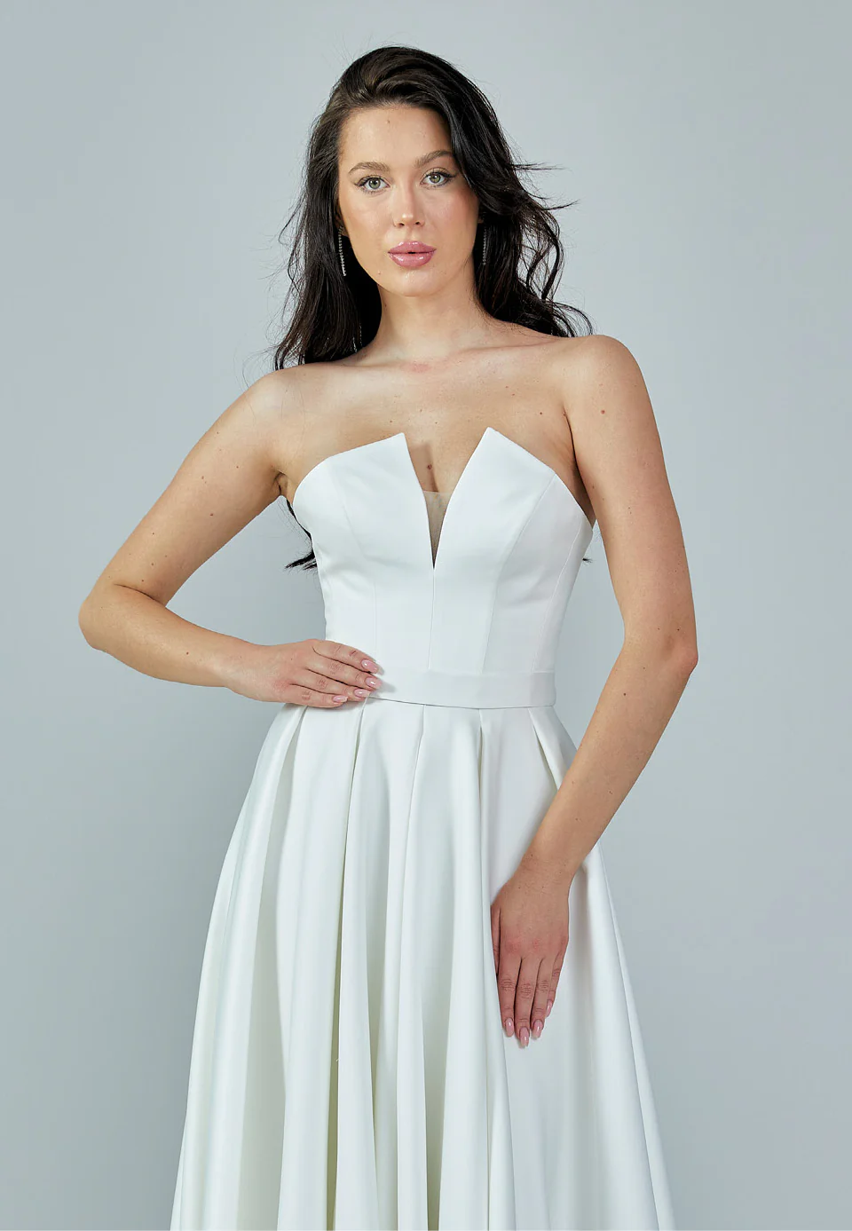 Strapless Maxi Satin Regular Wedding Dress rlb1629 - Image 7