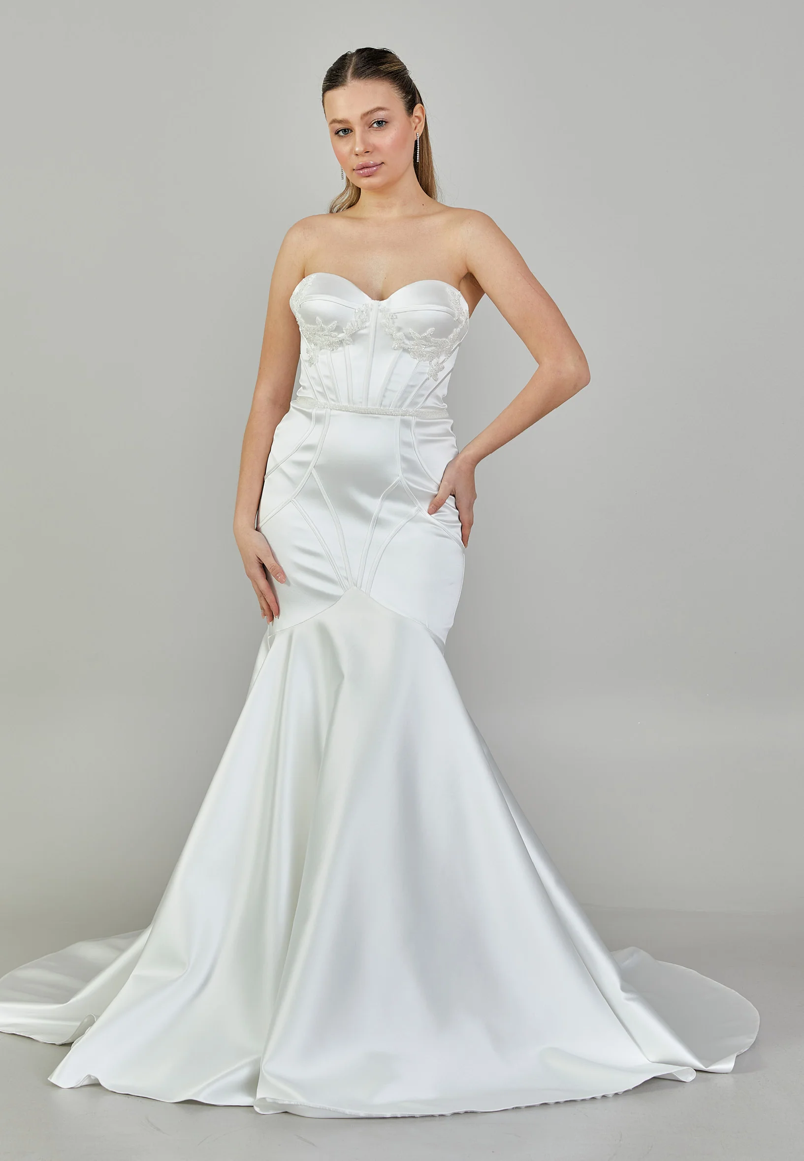 Strapless Maxi Satin Regular Wedding Dress rlb1801