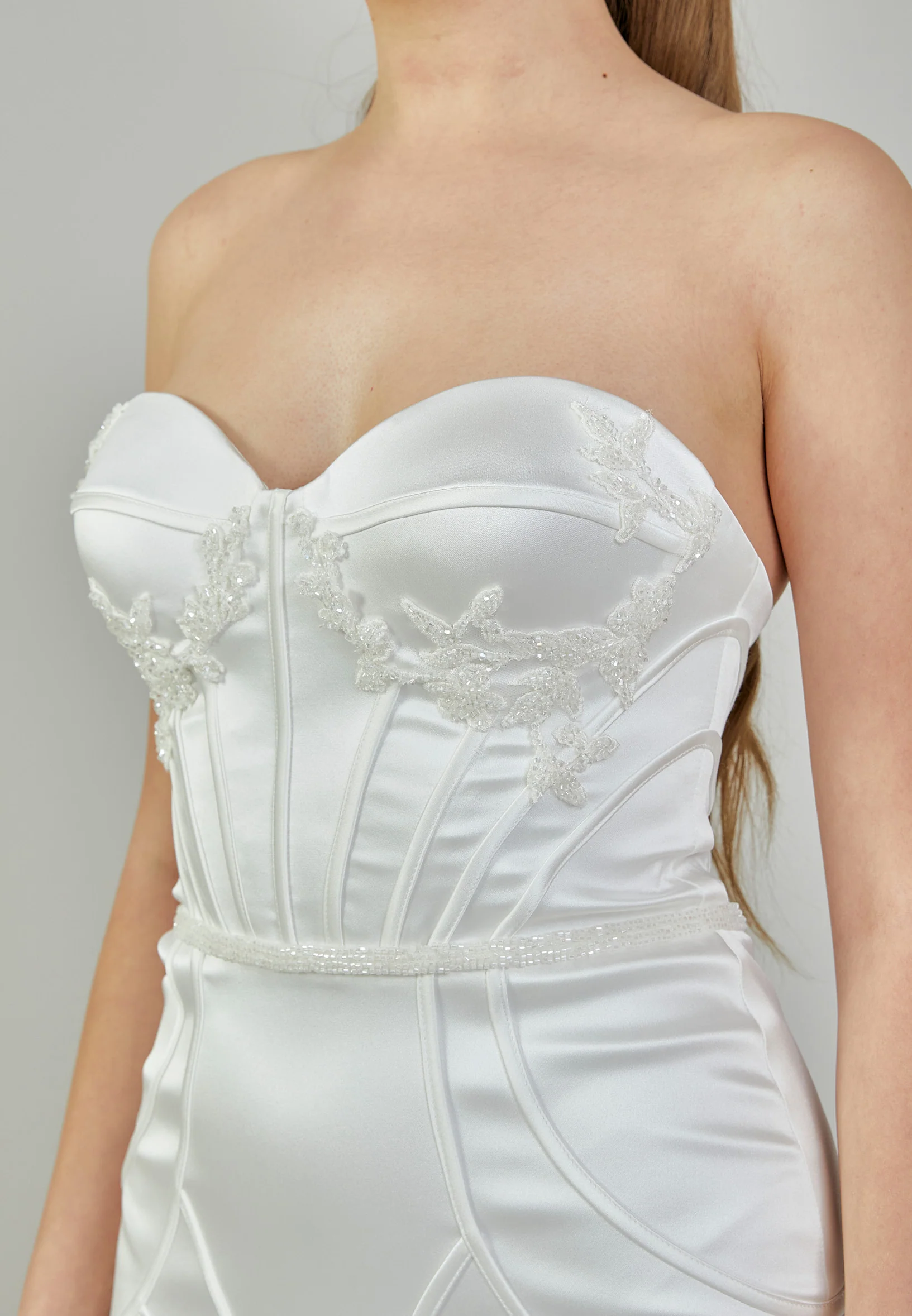 Strapless Maxi Satin Regular Wedding Dress rlb1801 - Image 4